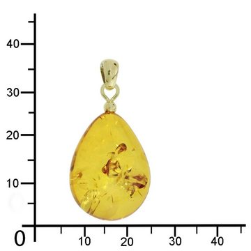 OSTSEE-SCHMUCK Kettenanhänger - Tropfen flach, ca. 22 mm lang - Gold 333/000 - B (1-tlg)