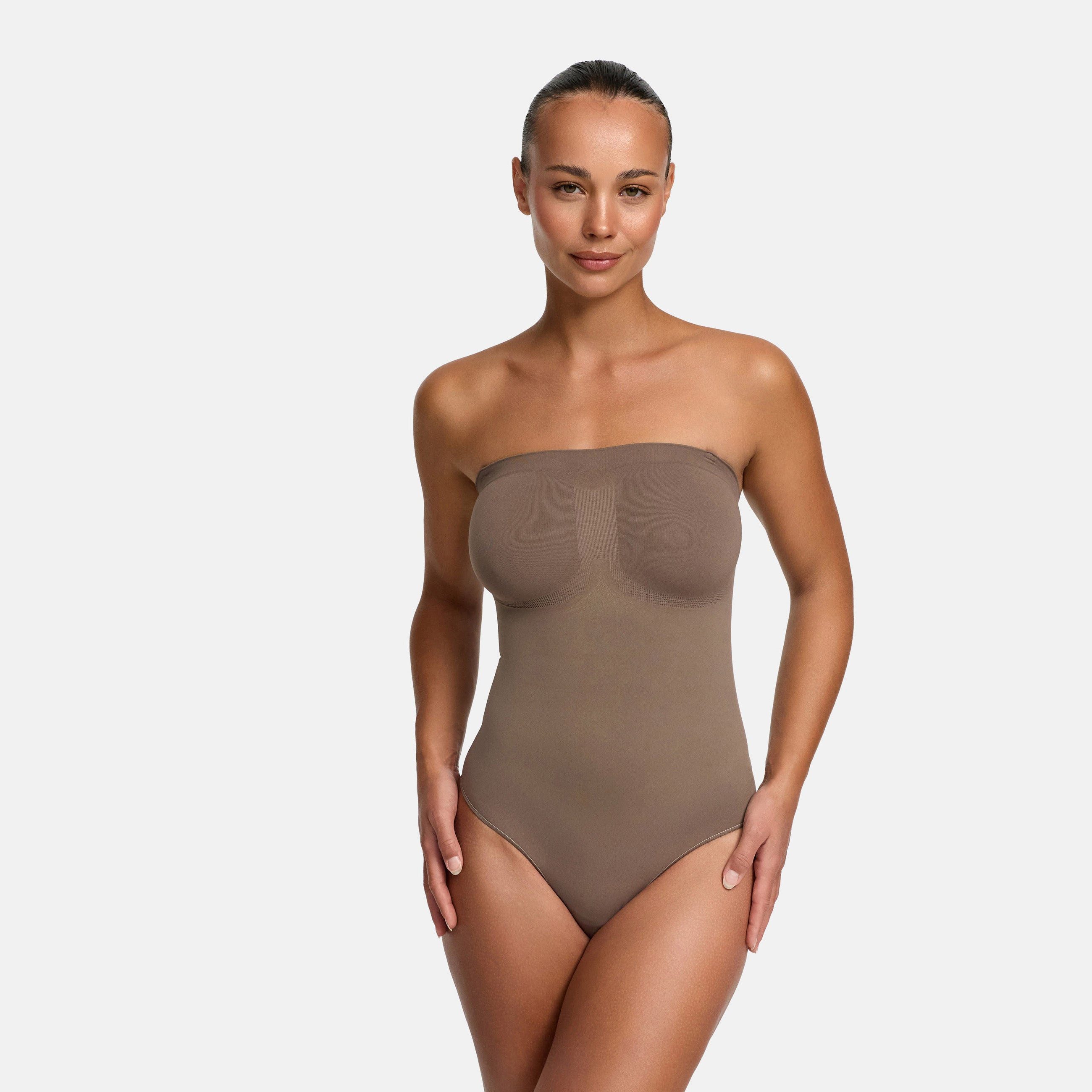 Creamy Fabrics Miederbody Trägerloser Bodysuit Sculpting Shapewear mit Slip-Taupe-XL (1-tlg) Figurformend