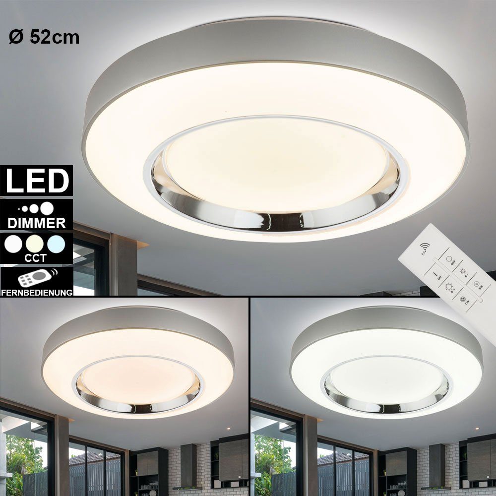 Globo LED Deckenleuchte, LED-Leuchtmittel fest verbaut, Kaltweiß, Warmweiß, Neutralweiß, Tageslichtweiß, LED Decken Leuchte dimmbar Wohn Schlaf Zimmer Tages-Licht Chrom Lampe