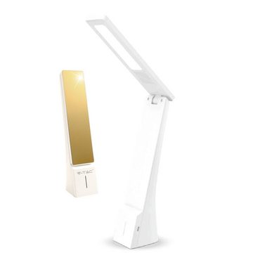 V-TAC Schreibtischlampe, LED-Leuchtmittel fest verbaut, Kaltweiß, Warmweiß, Neutralweiß, Tageslichtweiß, LED 4 Watt Tisch Leuchte Weiß Gold Lese USB Beleuchtung Touch
