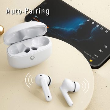 MANTA Rytmo8 Kabellos Bluetooth 5.3 mit Mikrofon Hi-Fi Stereoklang TWSSport In-Ear-Kopfhörer (Sicherer Hafen für ungestörten Soundgenuss mit starkem Akku und klarem Klang., USB-C 6h std Music, 21std Akku, Touch Steuerung IPX4 Bluetooth-Geräten)