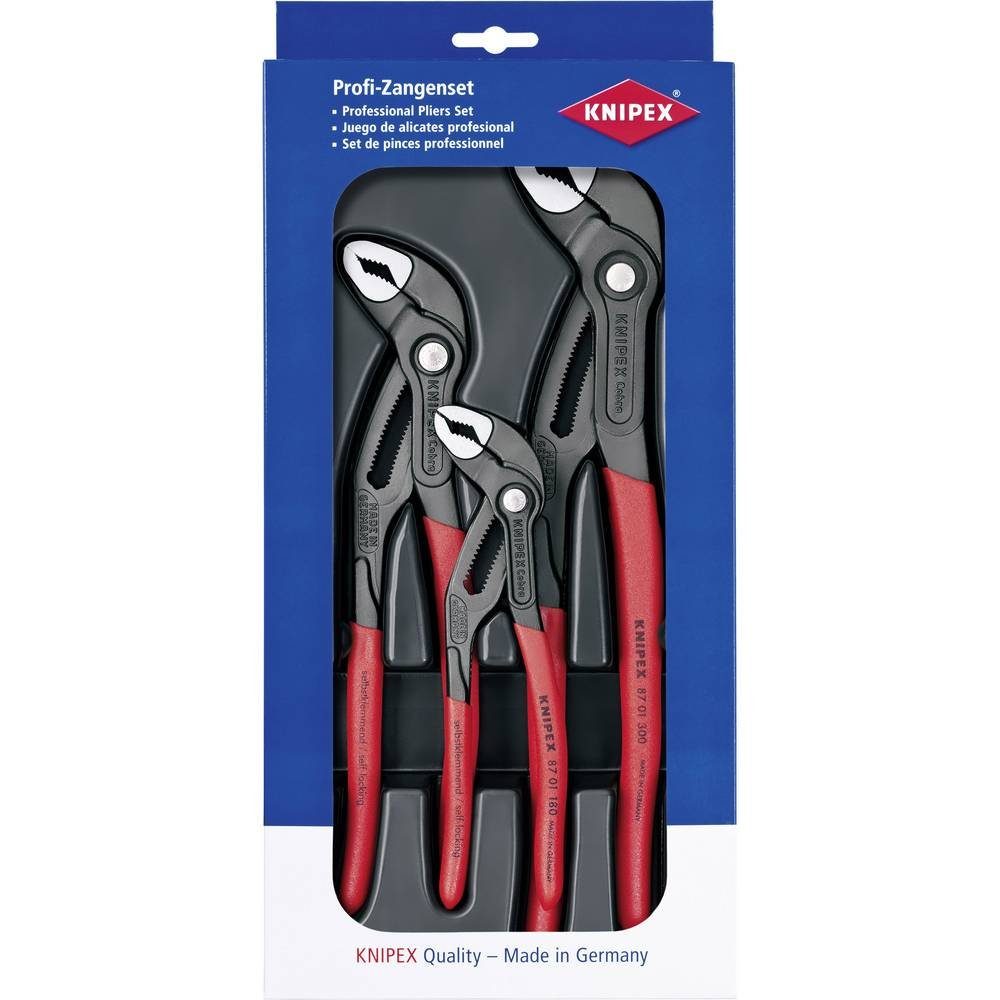Knipex Zangenset ®-Paket 00 20 09 V02, Einstellung per Knopfdruck, Selbstklemmeffekt, Feinverstellung