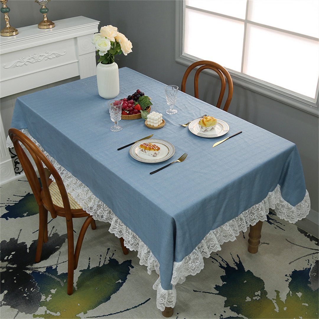 L.Ru UG Tischdecke Rechteckige Tischdecke für den Haushalt,  Couchtischabdeckung (1-tlg), Frische blaue Tischdecke aus Spitzenmischung | Tischdecken