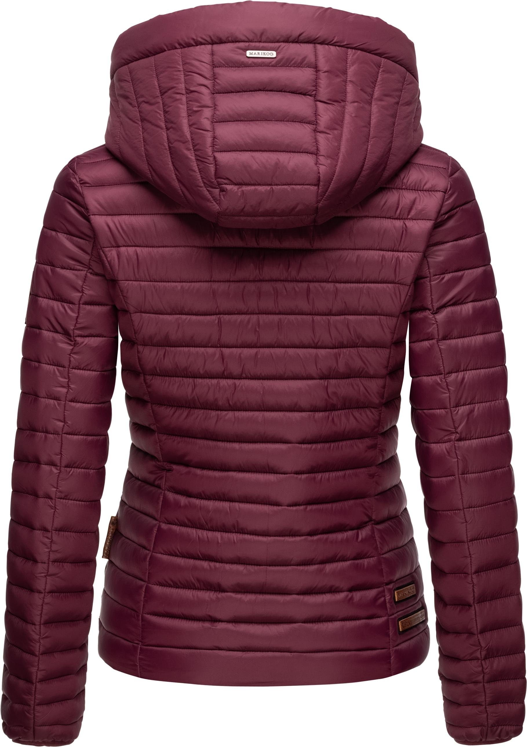 weinrot Übergangsjacke stylische Kapuze Steppjacke Marikoo mit abnehmbarer Löwenbaby