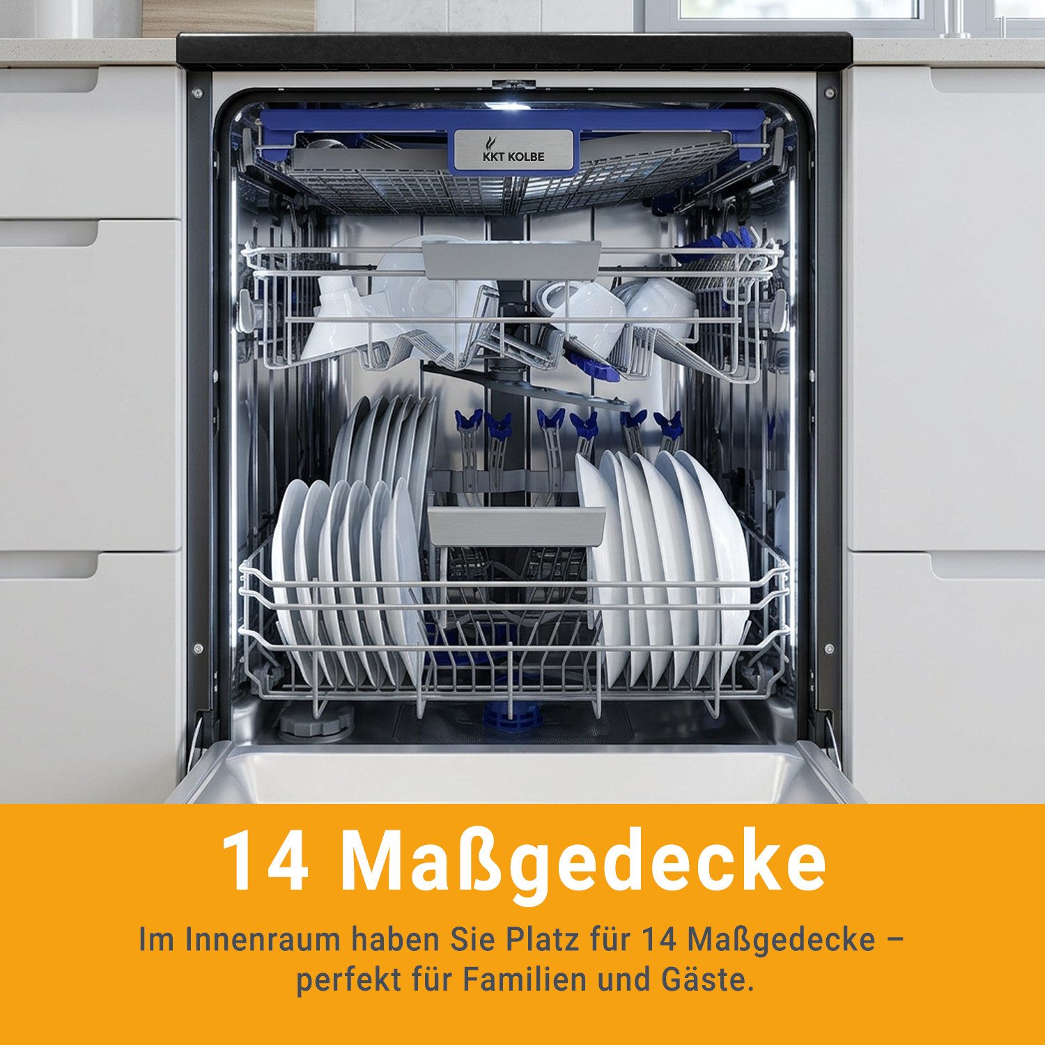 KKT KOLBE Standgeschirrspüler DW60FSS, 9,5 l, 14 Maßgedecke, 60cm / Schwarz / AquaStop / 7 Programme / 14 Maßgedecke