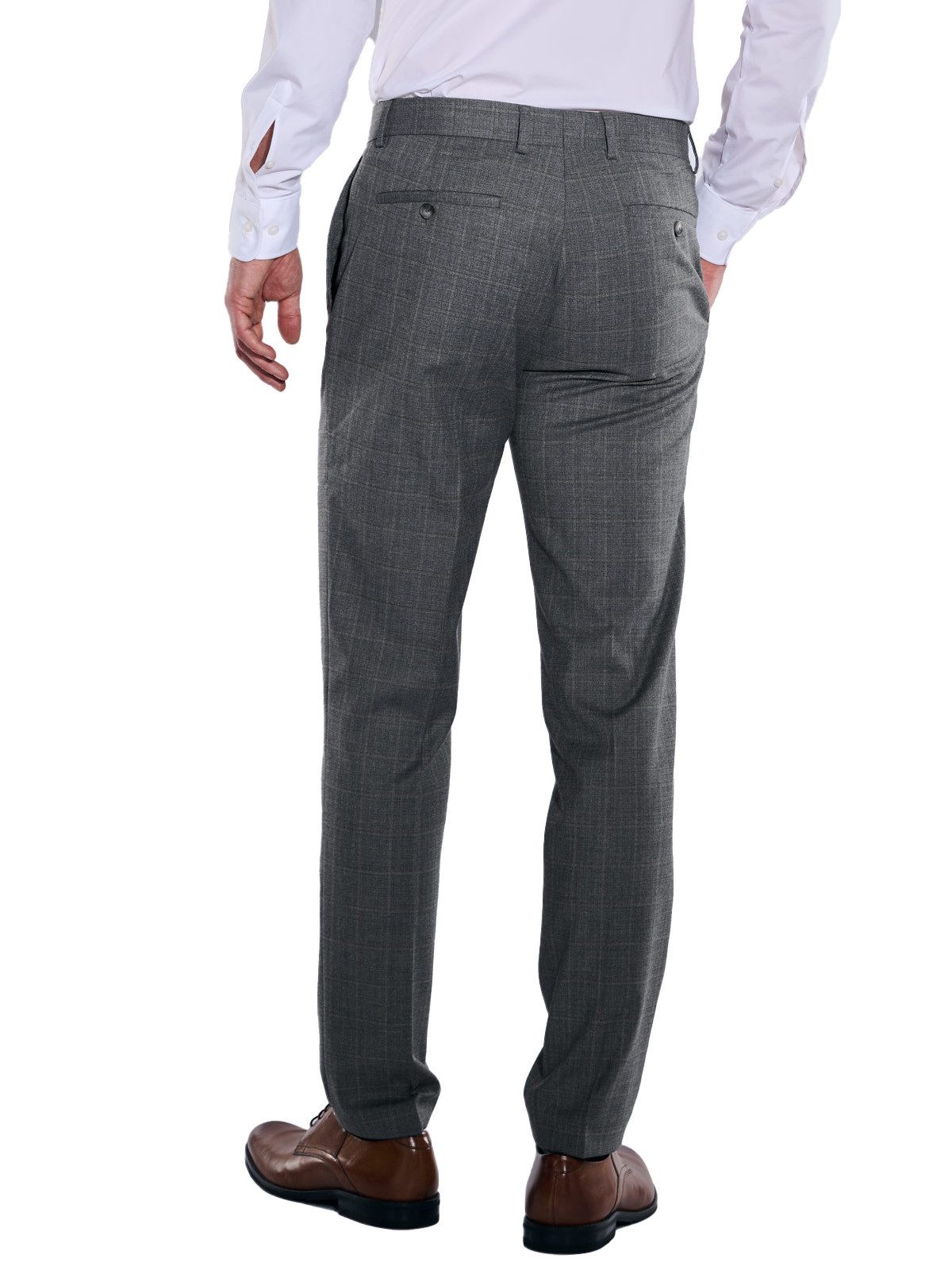 emilio adani Anzughose emilio adani Herren Anzug-Hose kariert, Silbergrau günstig online kaufen
