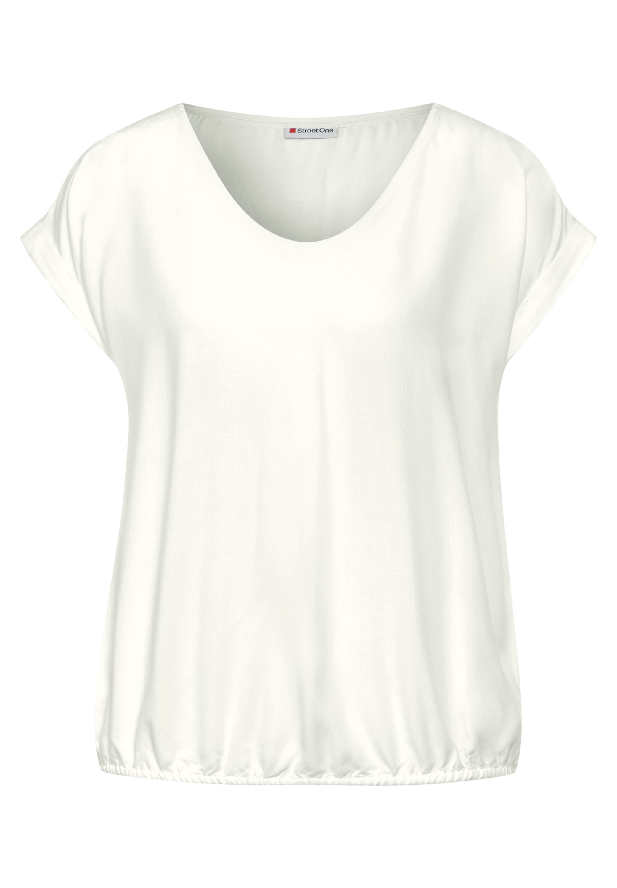 STREET ONE Kurzarmbluse mit Gummizug im Bund