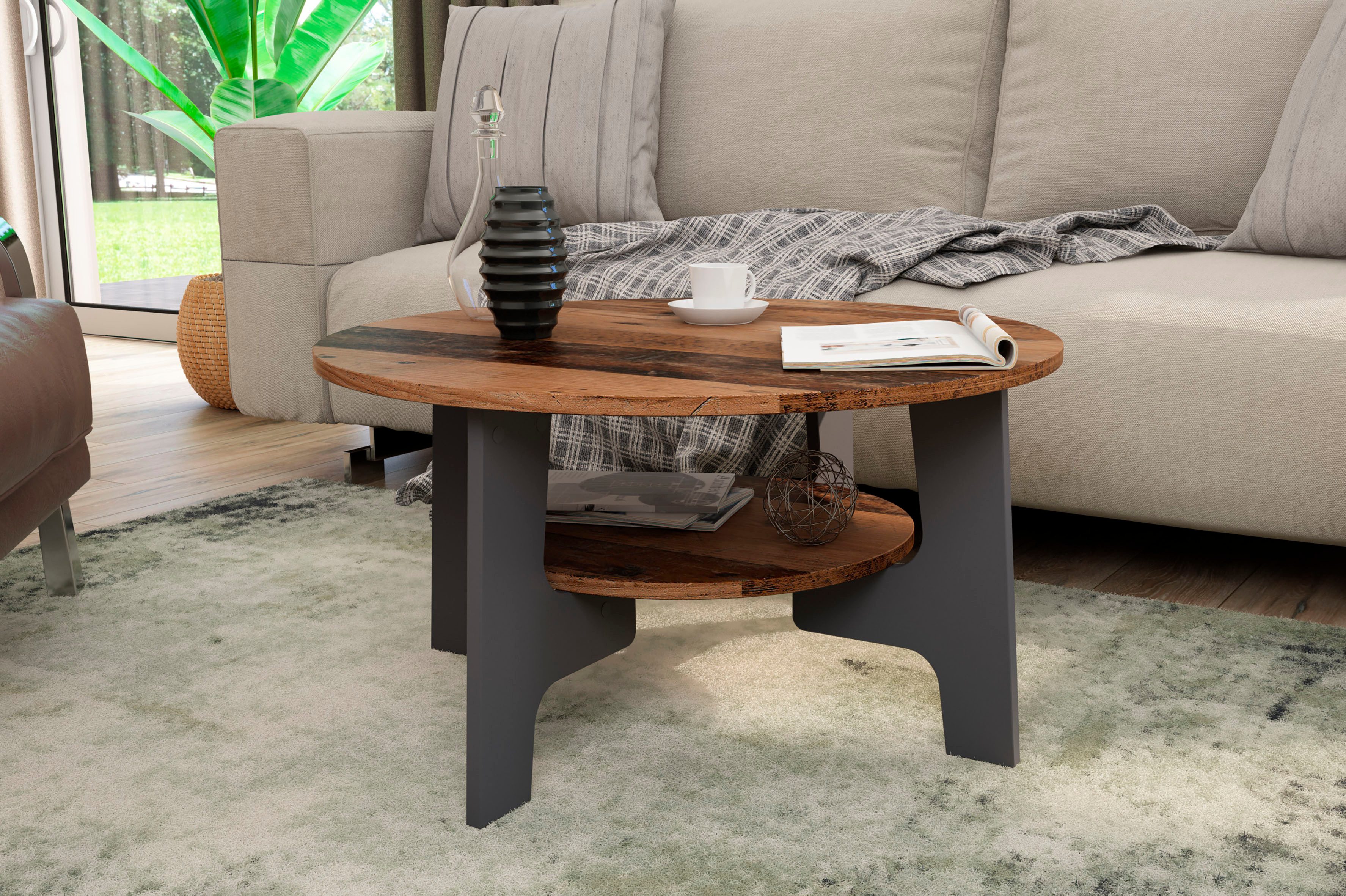 byLIVING Couchtisch JONNY, Artisan Eiche, Old Wood oder weiß, Ablageboden