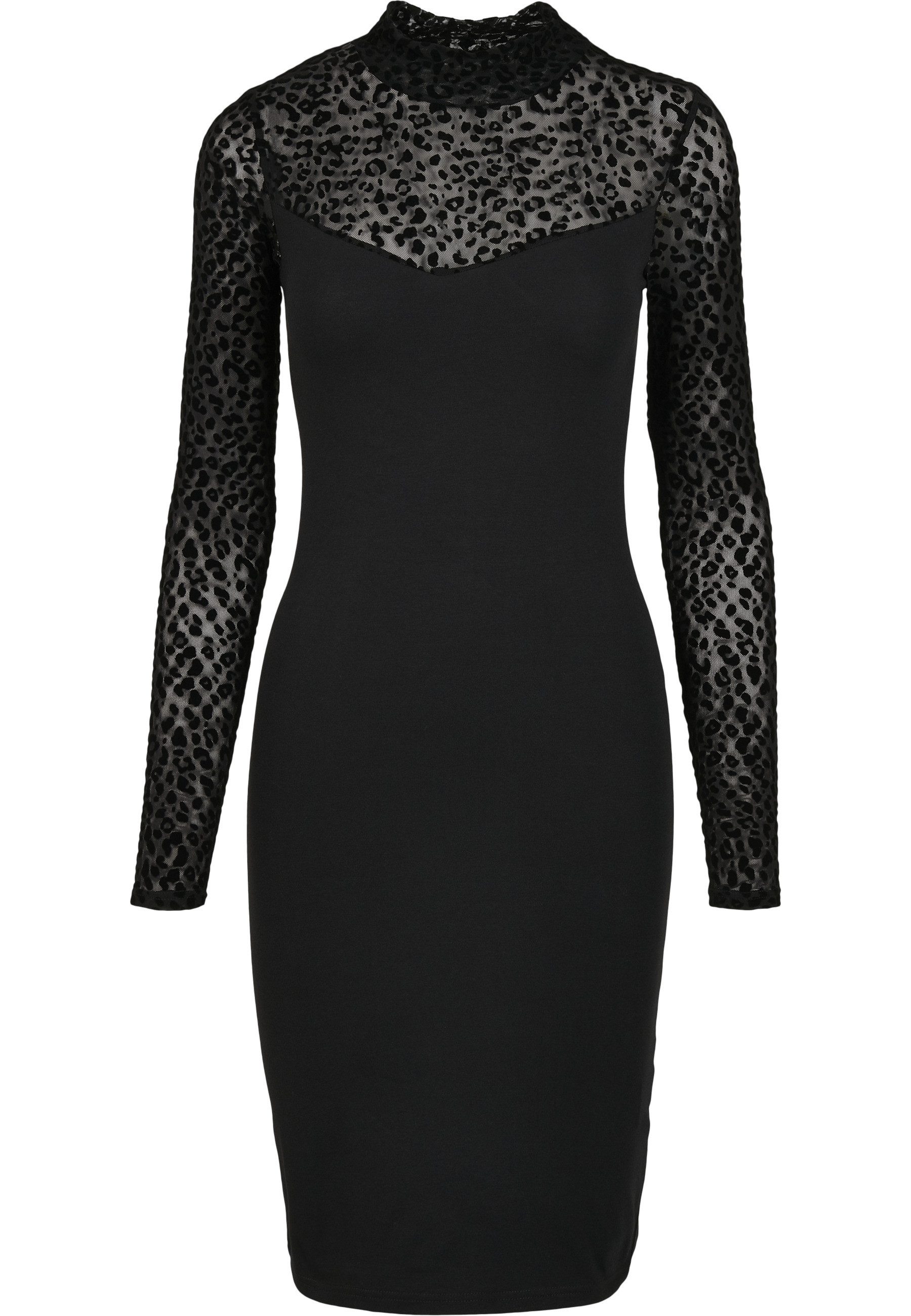A-Linien-Kleid Urban Classics Damen Ladies Flock Lace Turtle Neck Dress