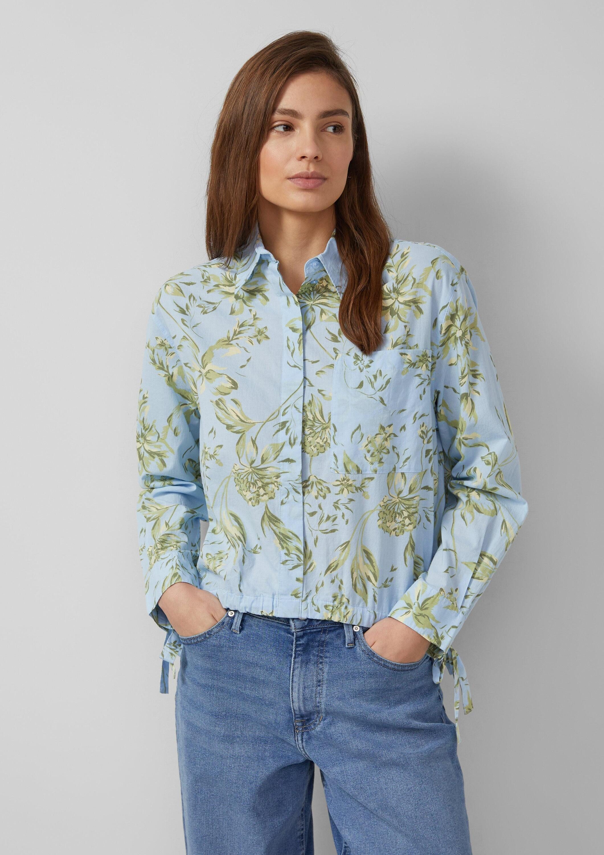 s.Oliver Langarmbluse Bluse Leichte Hemdbluse aus Baumwollvoile mit Schleif günstig online kaufen