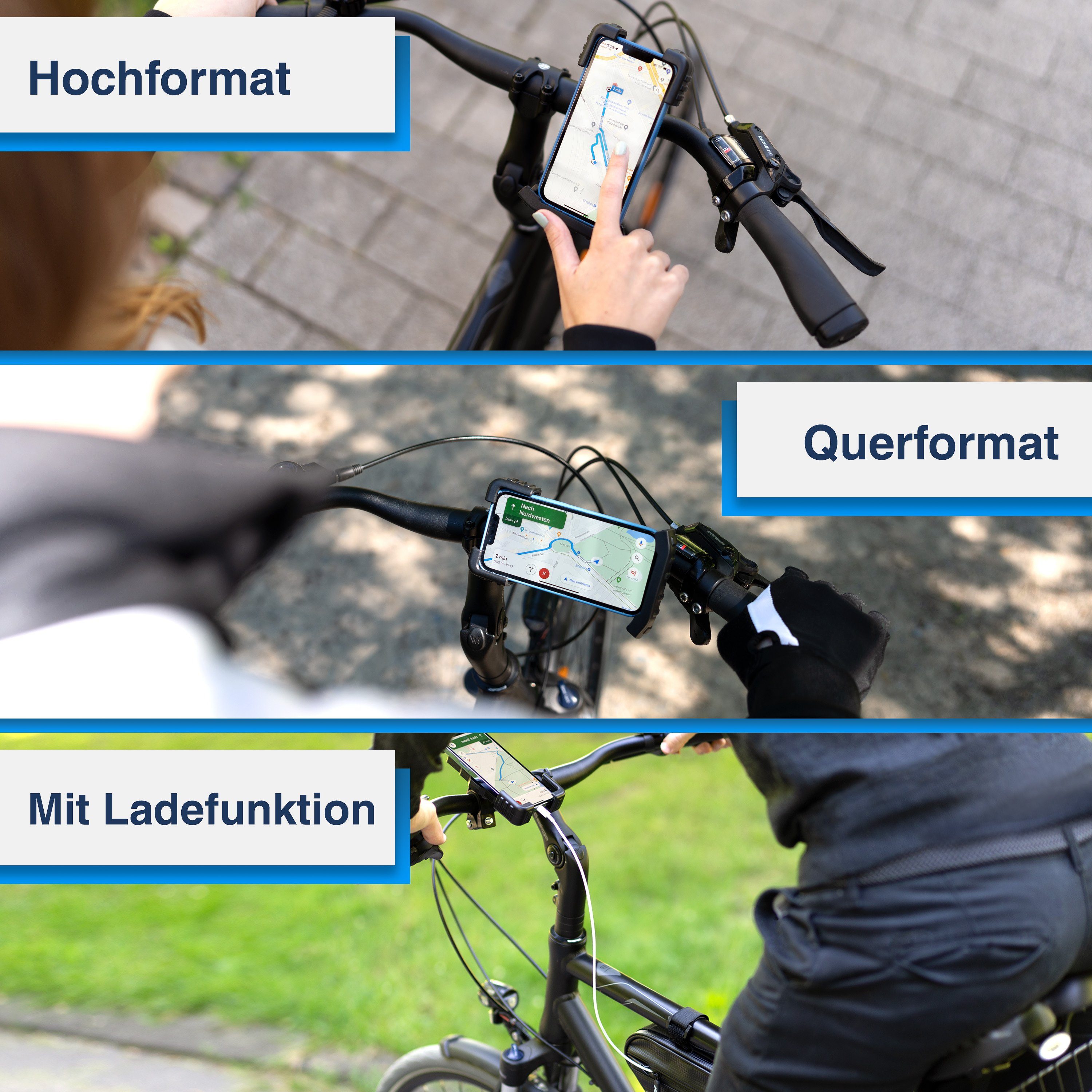 Valkental Handy-Halterung PhoneFix Fahrrad, (für Lenker, werkzeugfrei montierbar & 360° drehbar)