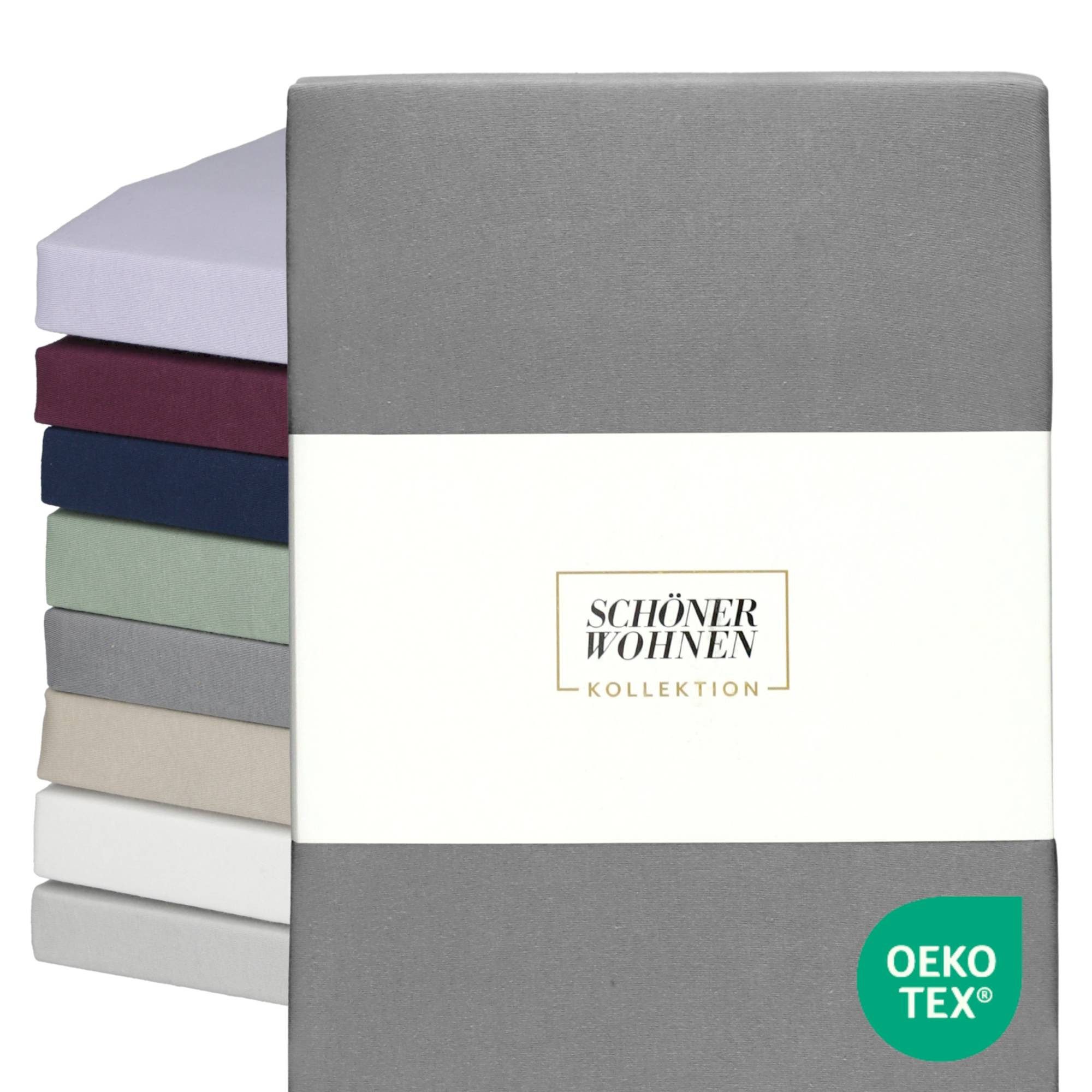 SCHÖNER WOHNEN-Kollektion Spannbettlaken BASIC Spannbettlaken, Mischgewebe, Gummizug: rundum, (1 Stück), 100 x 200 cm in Grau