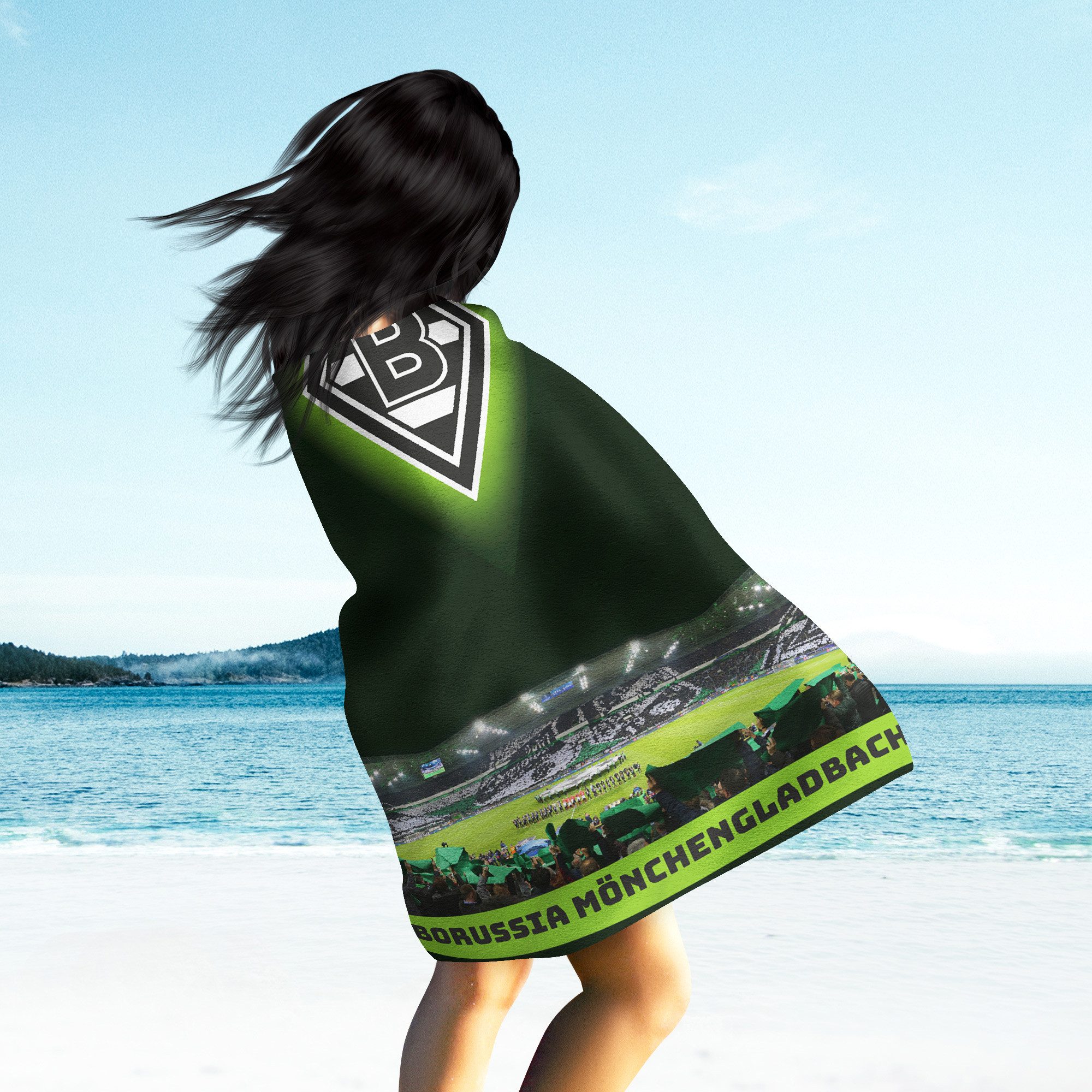 BERONAGE Strandtücher Borussia Mönchengladbach Badetuch Borussia Park 75x150 cm, 100% Baumwolle (1-St), Frottee in Velours-Qualität – Bild 4 von 5