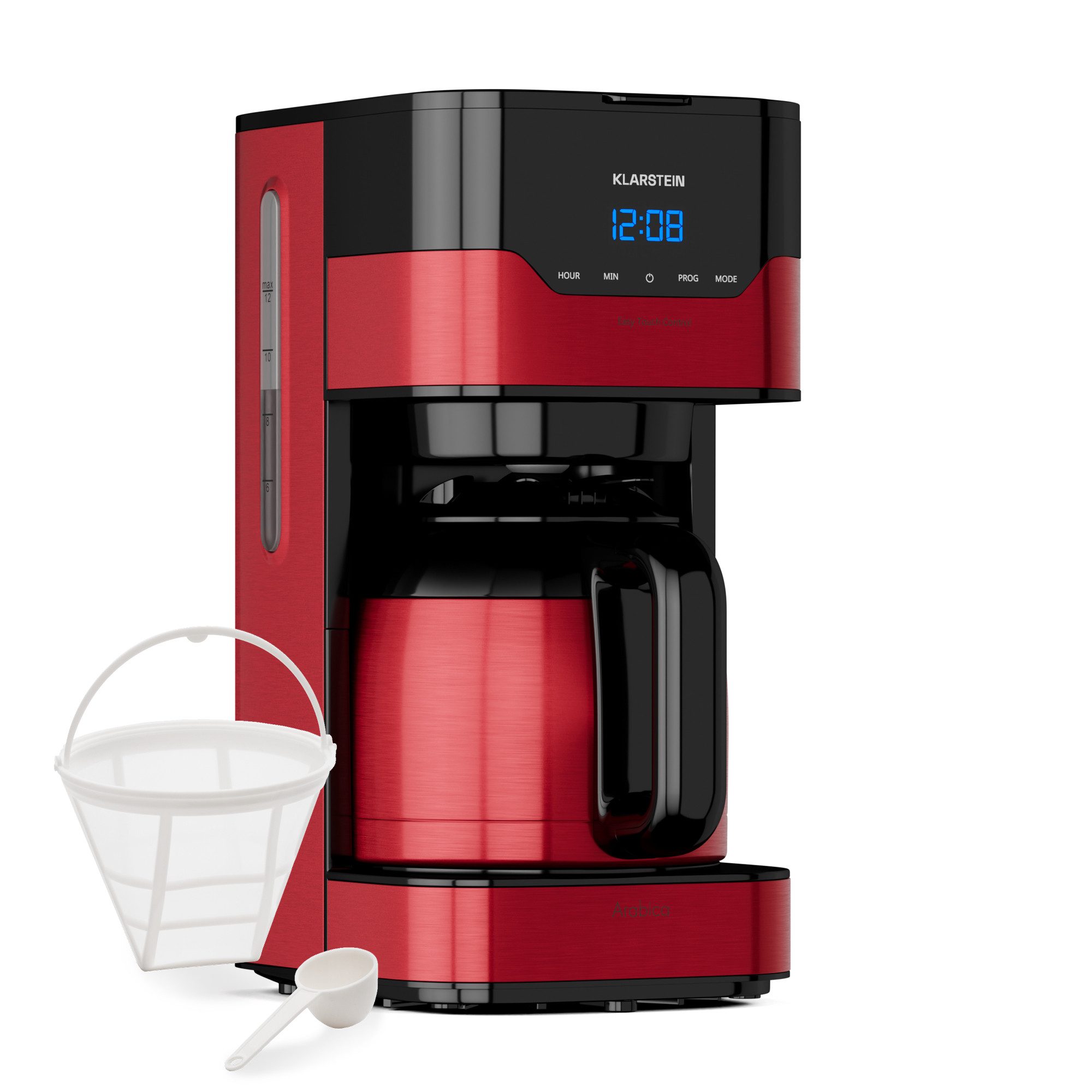 Klarstein Filterkaffeemaschine 10035588, 1.2l Kaffeekanne, Leichte Bedienung: EasyTouch Control Bedienoberfläche und LC-Display