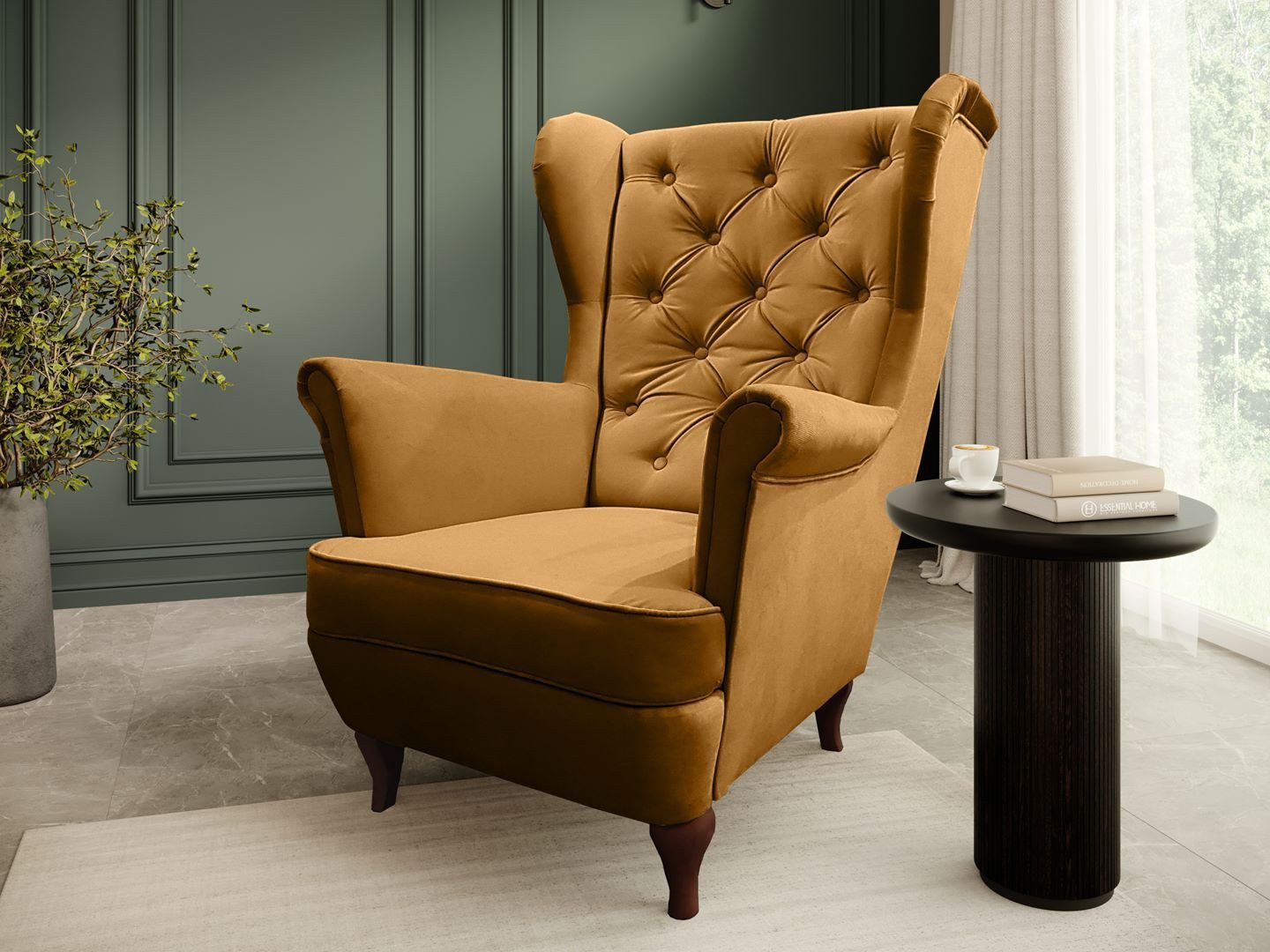 Beautysofa Ohrensessel Sessel FALCO Chesterfield Wohnzimmersessel günstig online kaufen