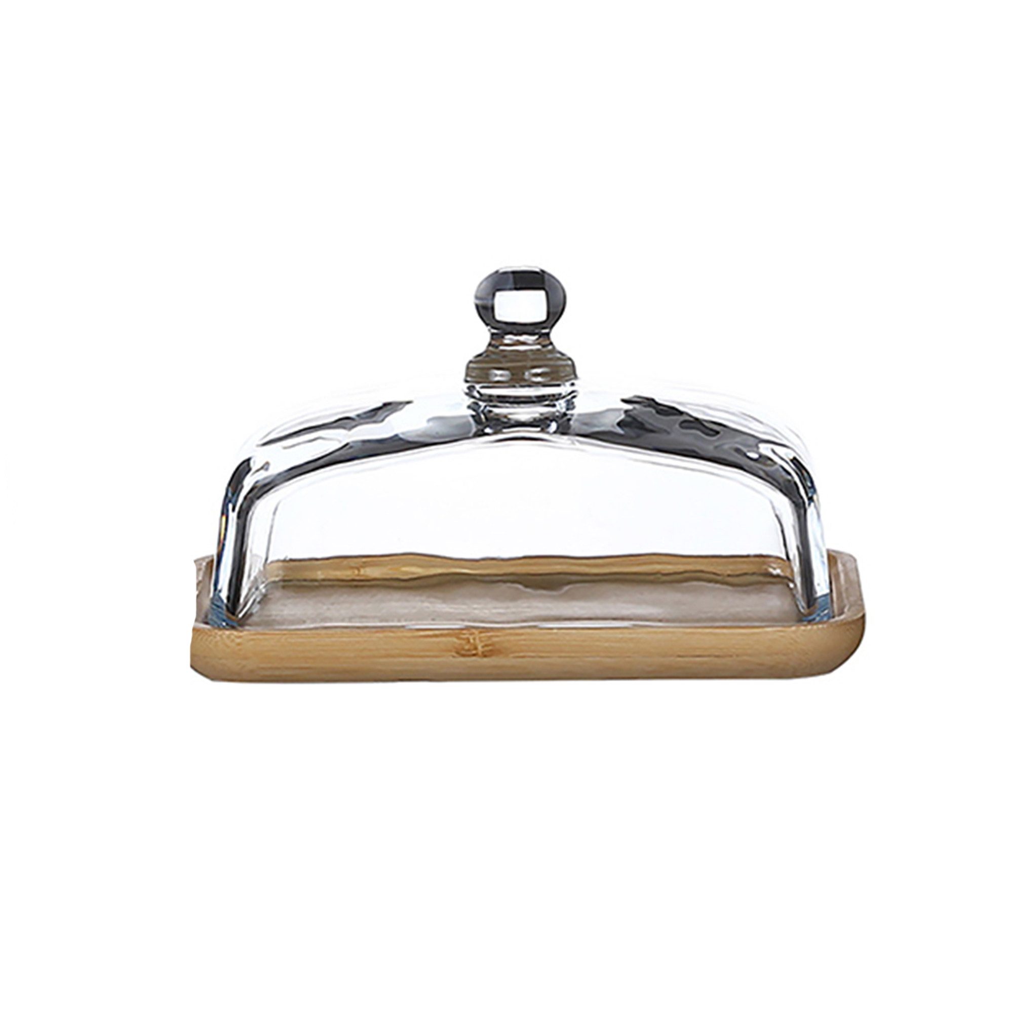 GarveeMore Hochstuhltablett Hölzerne Butterdose mit Klarglasdeckel, rechtec günstig online kaufen