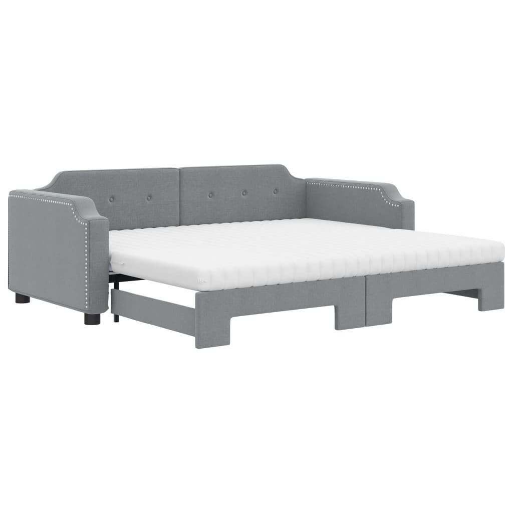 vidaXL Ausziehbett, Tagesbett Ausziehbar mit Matratze Hellgrau 80x200 cm St günstig online kaufen