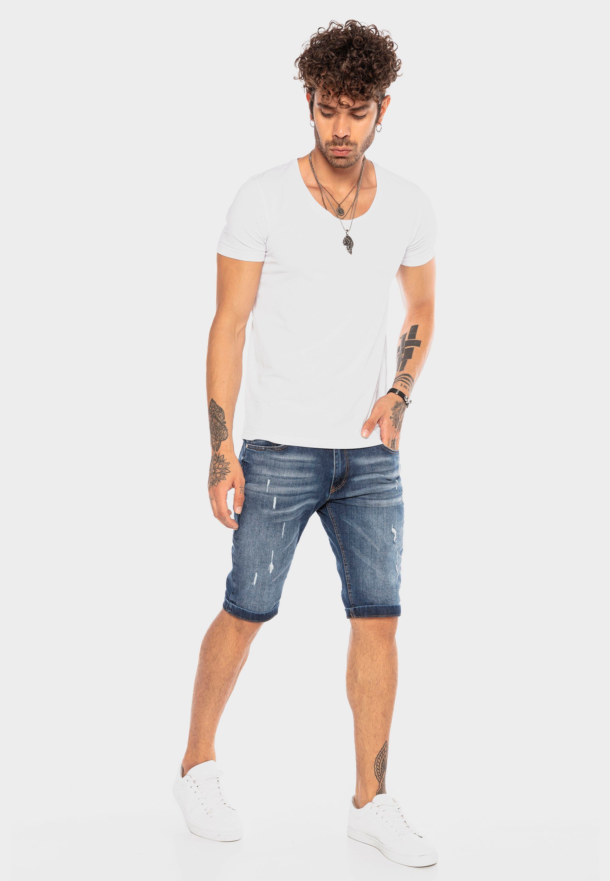 Shorts trendigen Destroyed-Elementen blau mit RedBridge