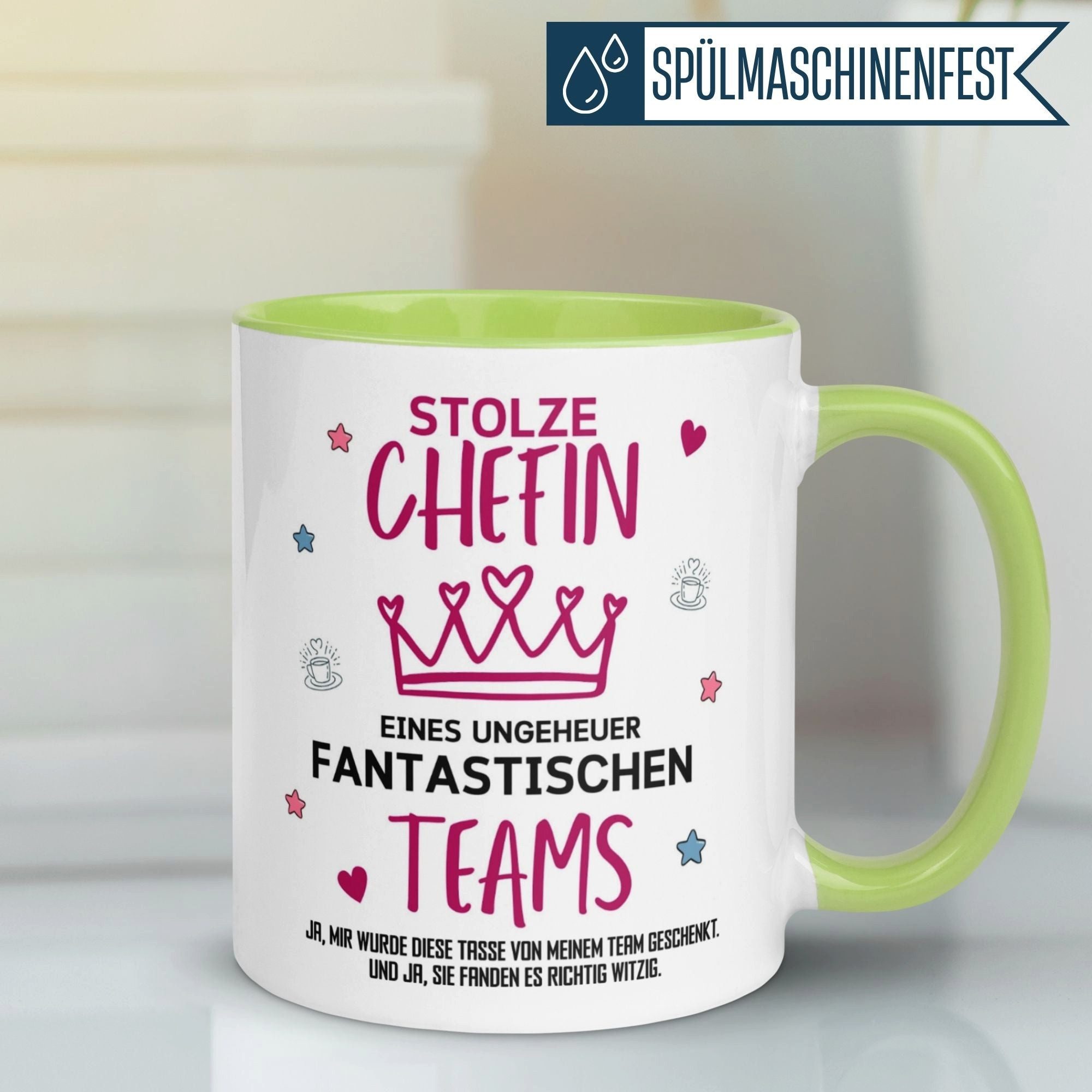 Momentals Tasse Chefin – „Ein unglaublich fantastischen Team“ – Geschenk Becher Chefin, Gratis Versand · Links-&Rechtshänder · Spülmaschinenfest