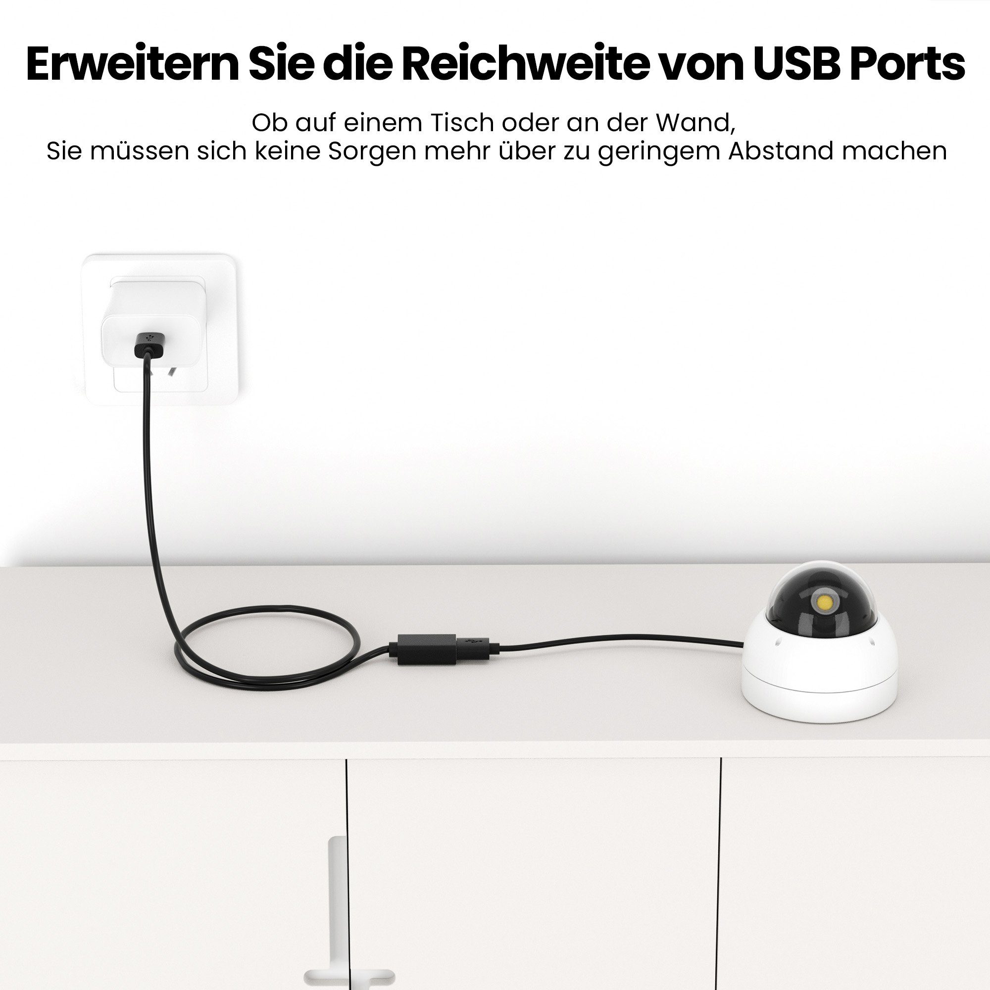 JAMEGA USB 2.0 Verlängerungskabel, USB-A Stecker zu USB-A Buchse Erweiterung USB-Kabel, USB, USB A (50 cm) – Bild 2 von 5