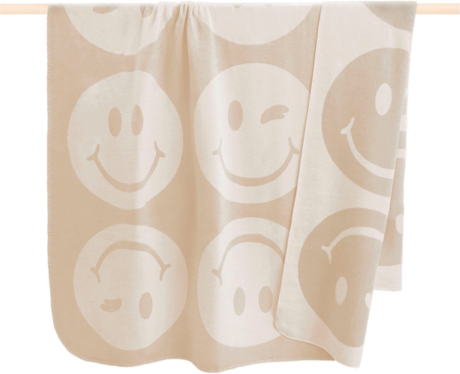 Karierte Überwurfdecke Mit Smiley-Gesichtern – Wendbar, Weich, 71,1x101,6 Cm, Lila, Aus Mikrofaser, Maschinenwaschbar