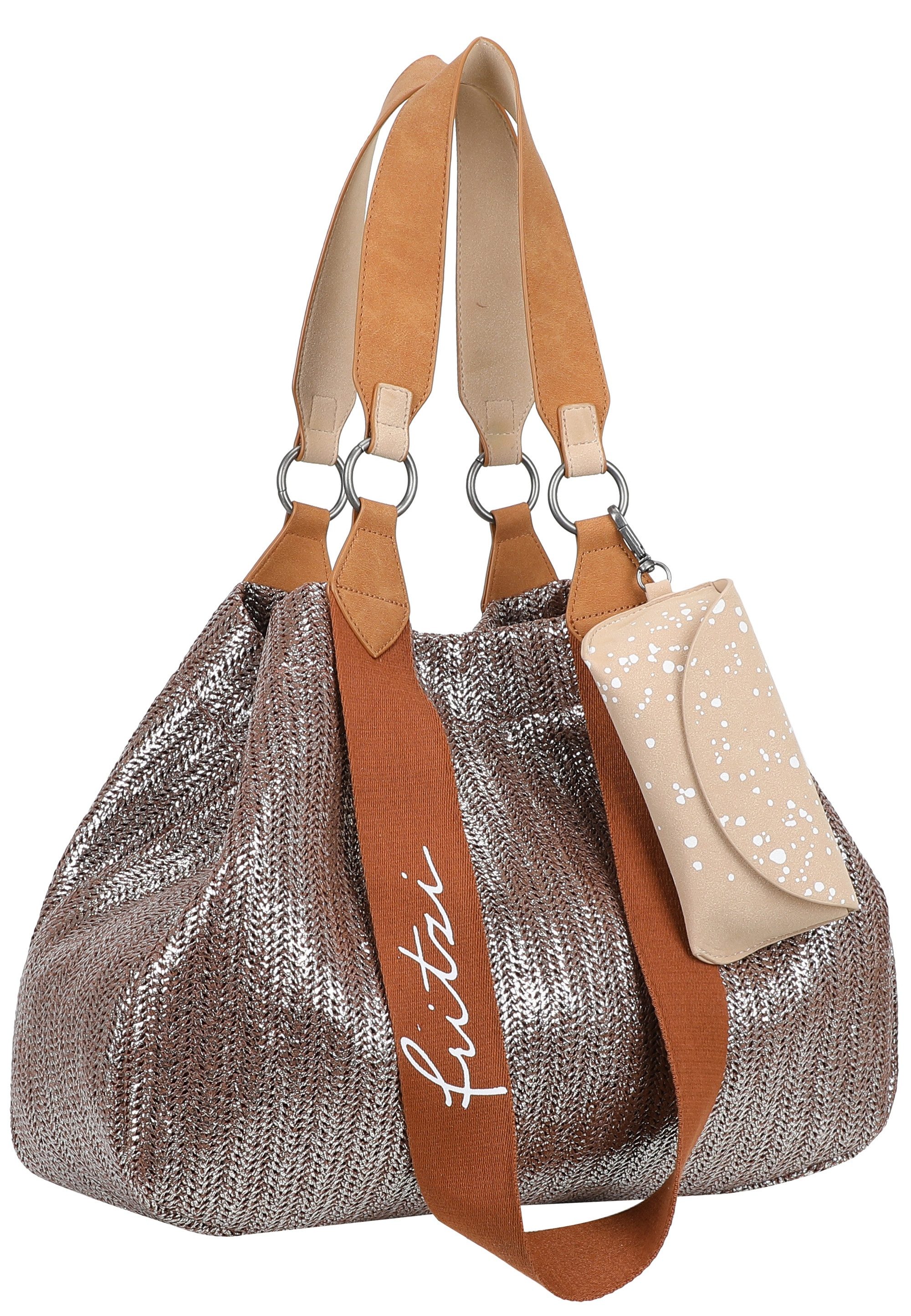 Fritzi aus Preußen Henkeltasche Izzy Medium Limited Painted Straw, mit abnehmbarem Brillenetui