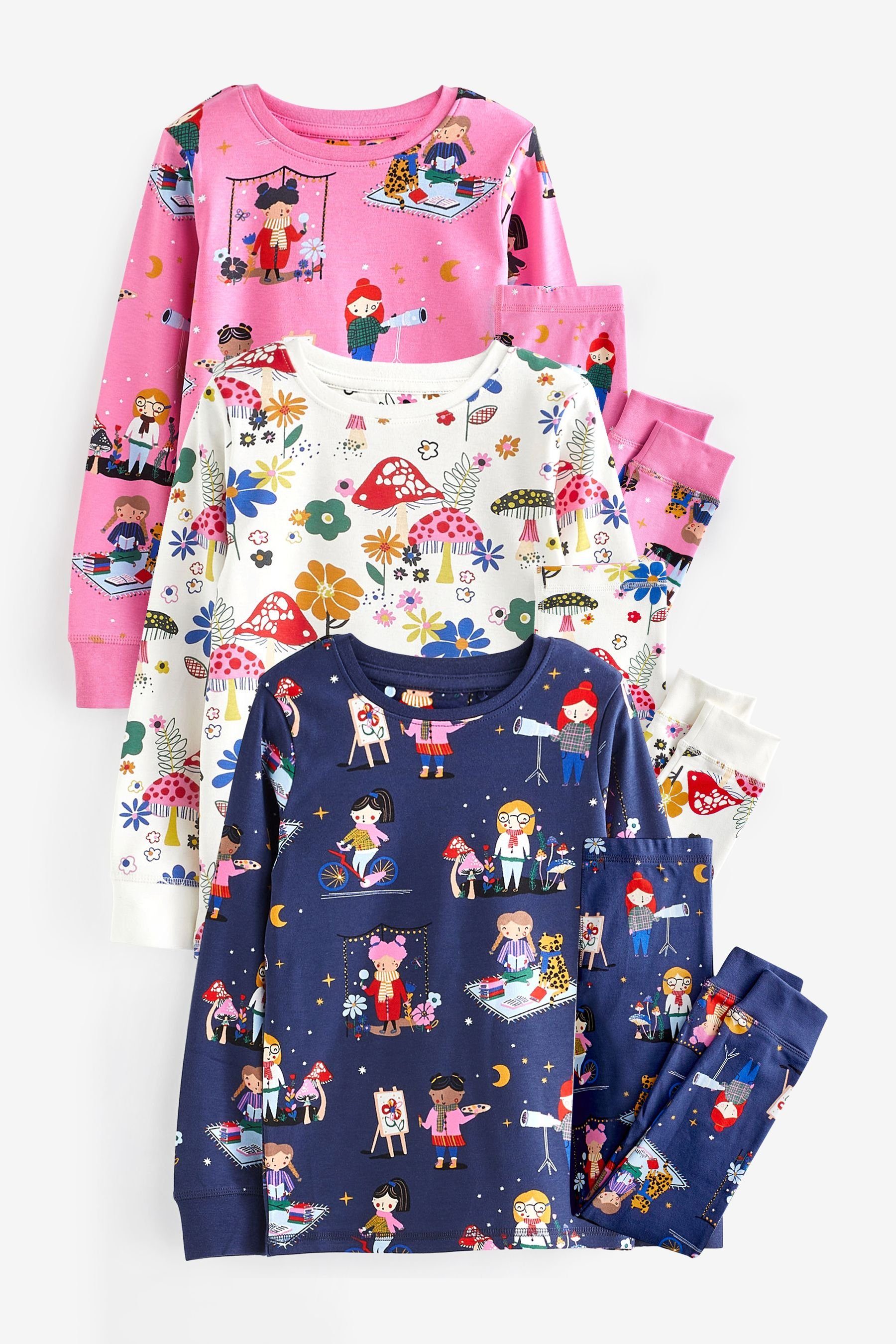 Next Pyjama Pyjamas im 3-Pack (6 tlg) Multi Girl Print