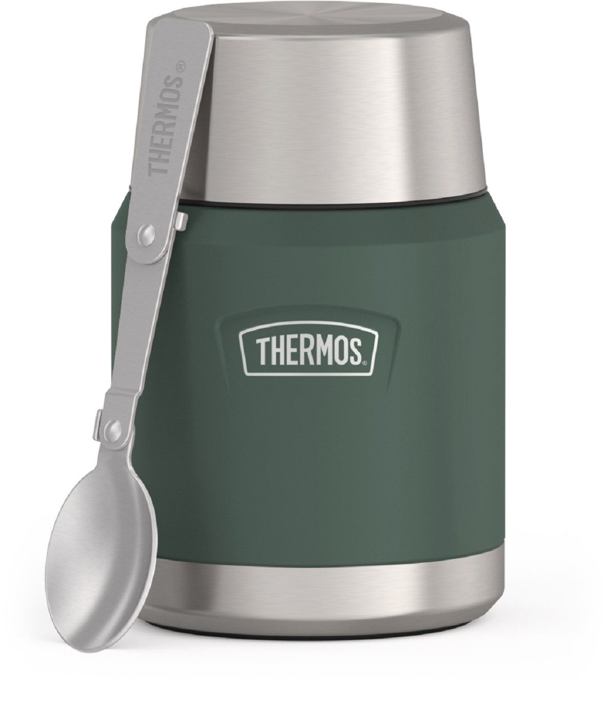 THERMOS Thermobehälter Thermos ICON Food Jar Forest matt, 0,47 Liter, Edelstahl, Silikon