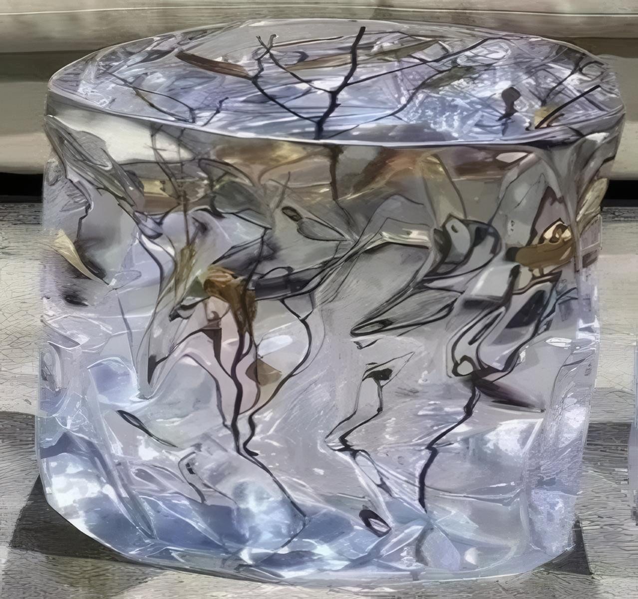 JVmoebel Esstisch Runder Tisch aus transparentem Epoxidharz mit Eisast-Effekt (Packung, Tisch)