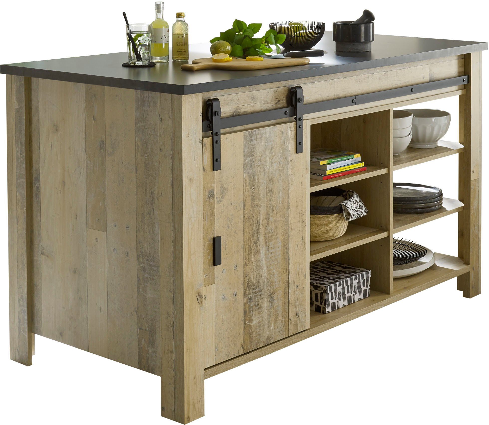 Home affaire Unterschrank Sherwood Handtuchhalter und Scheunentorbeschlag a günstig online kaufen