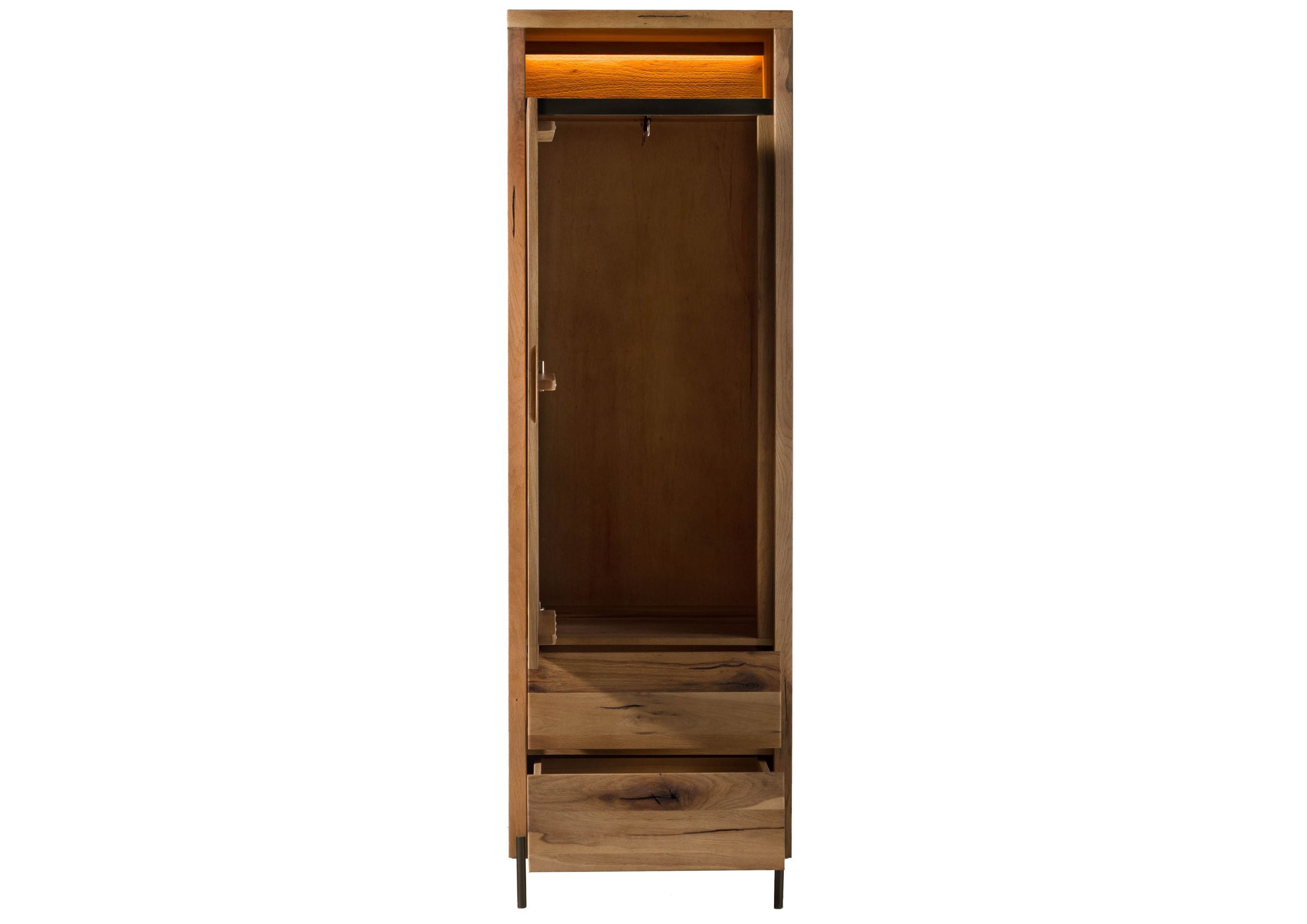Massivmoebel24 Garderobenschrank MONTREUX LUX (Wild-/Zerreiche 62x67x195 natur geölt MONTREUX LUX #135) Wild-/Zerreiche 62x67x195 natur geölt MONTREUX LUX #135