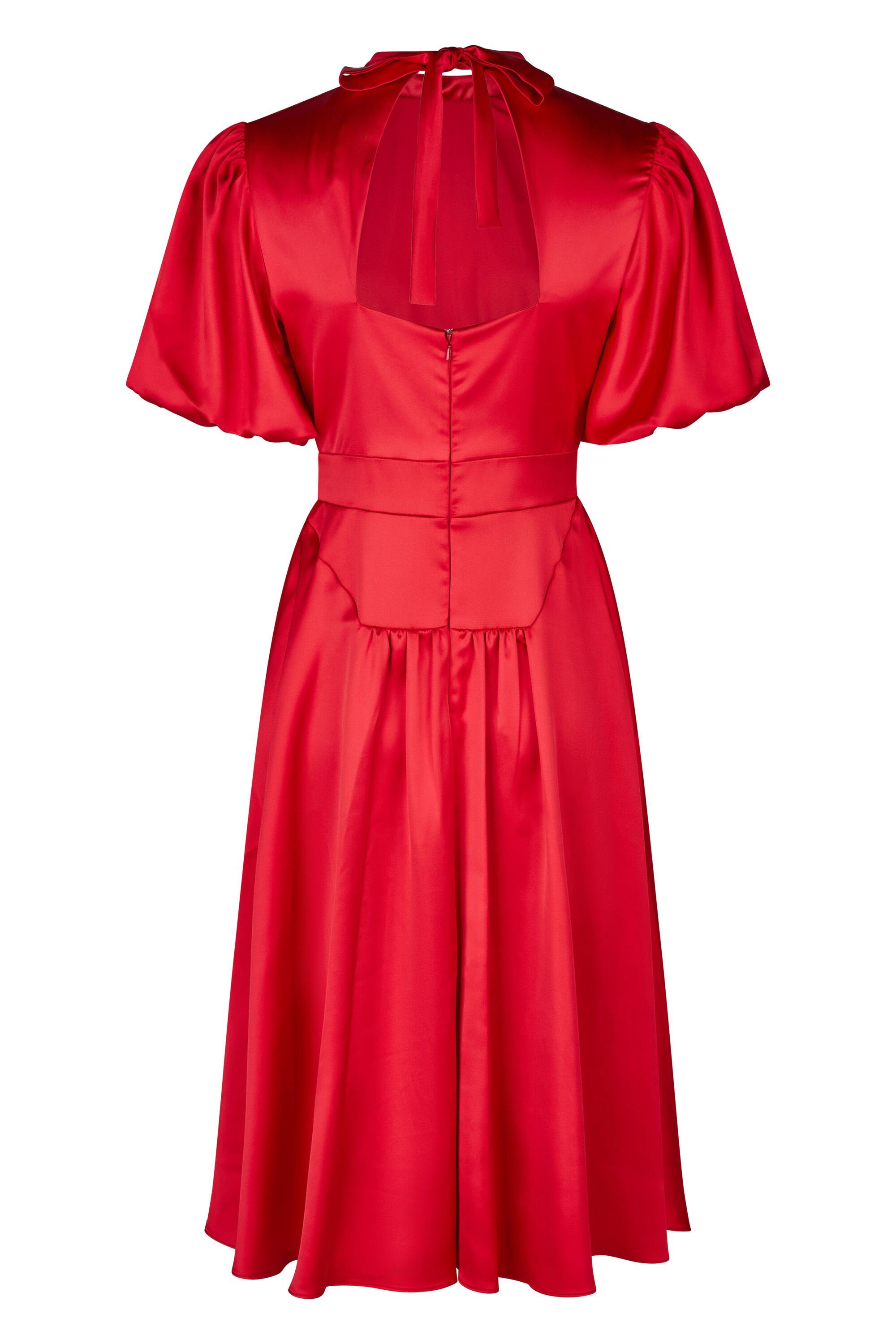 aus RED POPPY Abendkleid Satin Abendkleid Kleo mit Bindeschleife