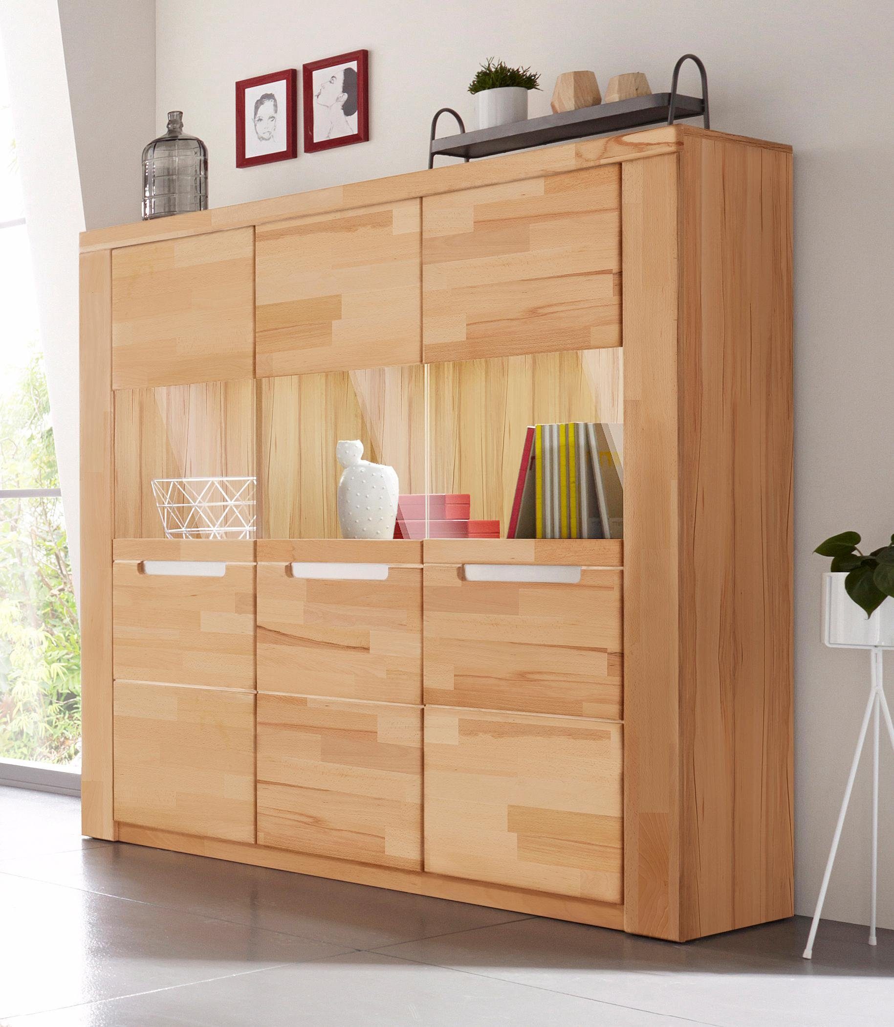 Woltra Highboard Kolding, Breite 140 cm mit 3 Glastüren