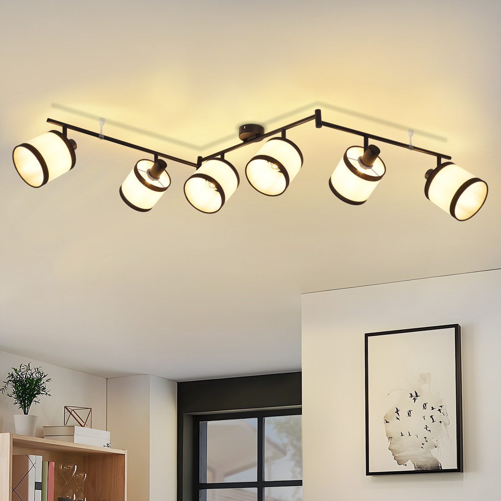 Nettlife Deckenstrahler 1/2//3/4/6 Flammig Schwarz Vintage E14 Deckenleucht günstig online kaufen