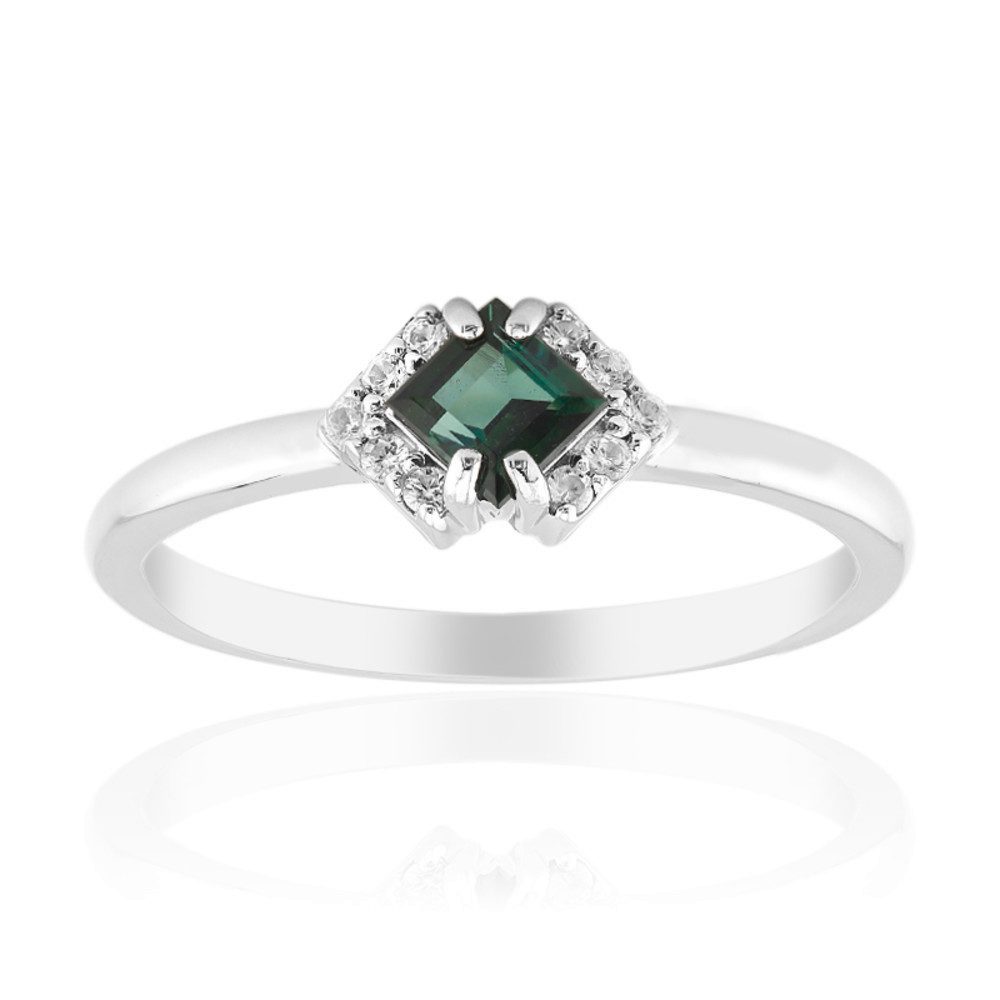 Silberring Indigolith Ring 0,36 ct Zirkon 925 Silber platinbeschichtet Damen