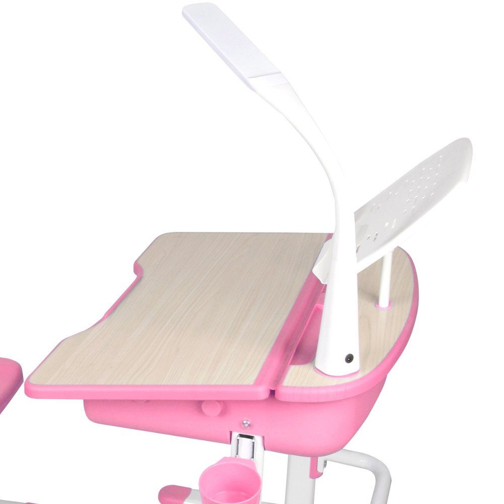 Lampe + inkl Rosa/Pink Stuhl LED + 24 Evren Kinderschreibtisch Kindermöbel