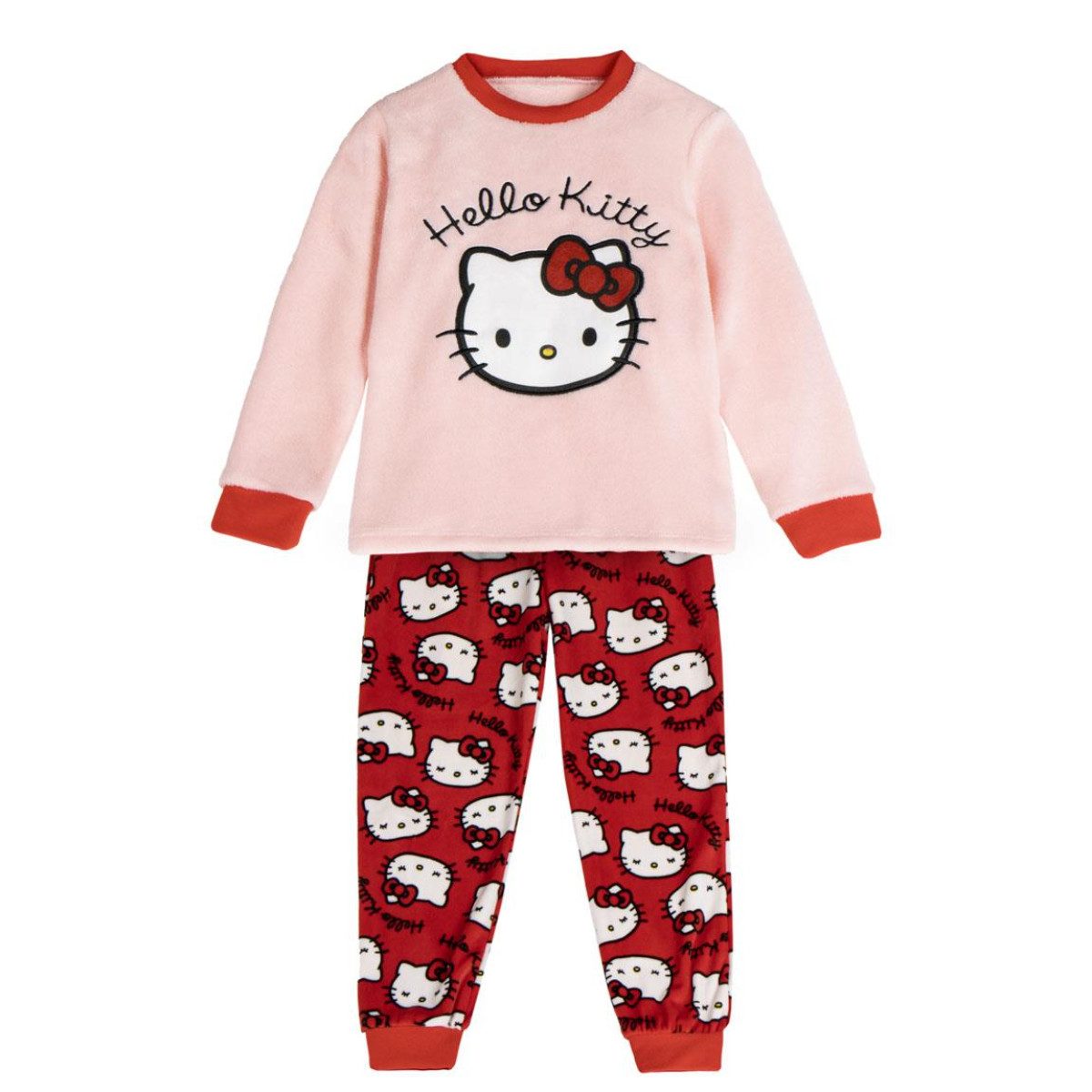 Pyjama Hello Kitty Kinder – Atmungsaktiv Coral Fleece Schlafanzug Mädchen