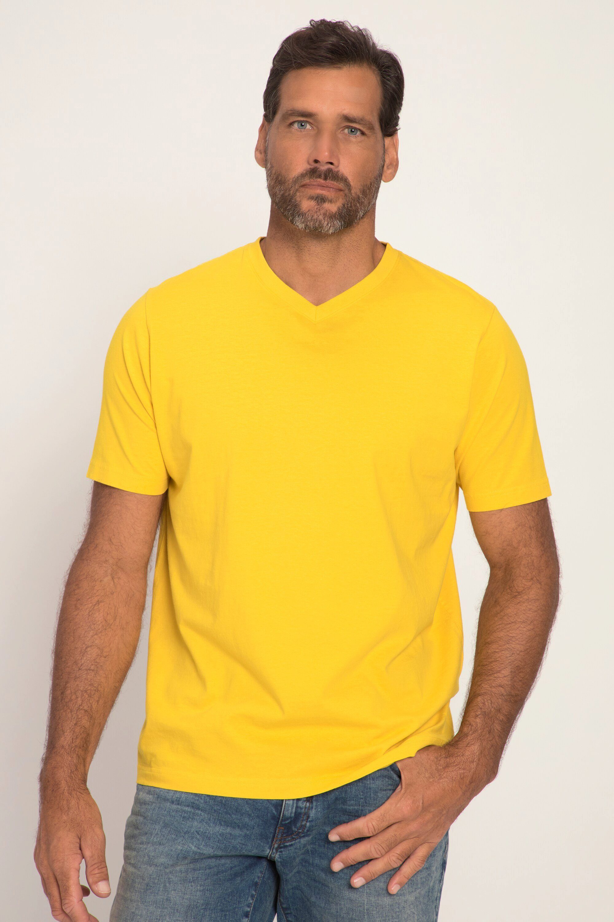JP1880 T-Shirt T-Shirt Basic V-Ausschnitt bis 8XL gelb