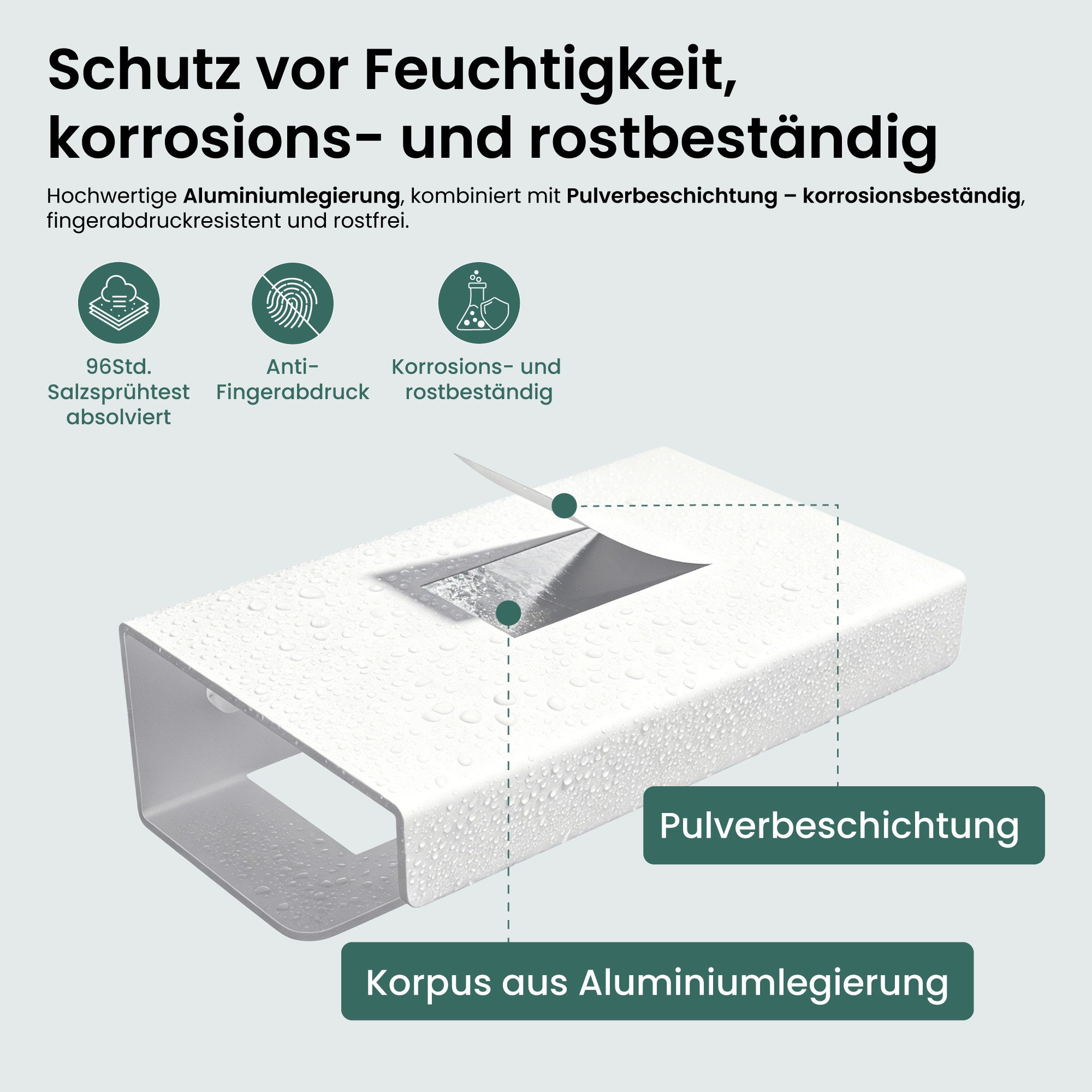 Mai & Mai Toilettenpapierhalter WC-Papierhalter mit Ablage aus Aluminium L-Form Lino-05, Anti-Fingerabdruck Einzigatige L-förmige Materialstruktur – Bild 2 von 5