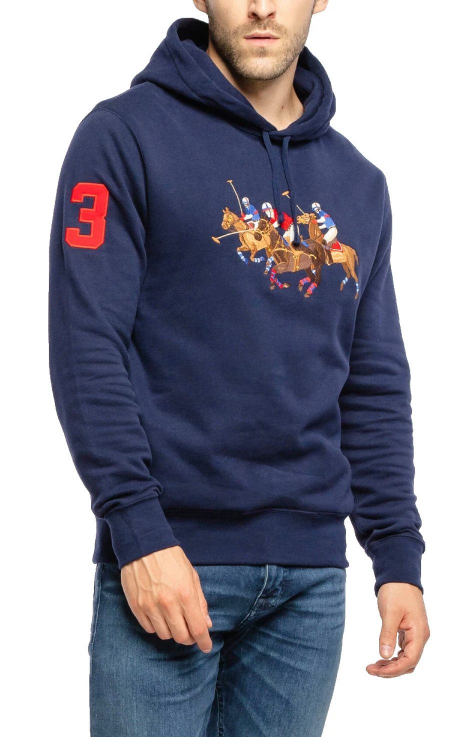 Polo Ralph Lauren Hoodie Triple Pony Sweatshirt Big-Tall Kollektion Aufgesticktem Triple-Pony-Wappen, 3 Patch "stärksten Spieler"
