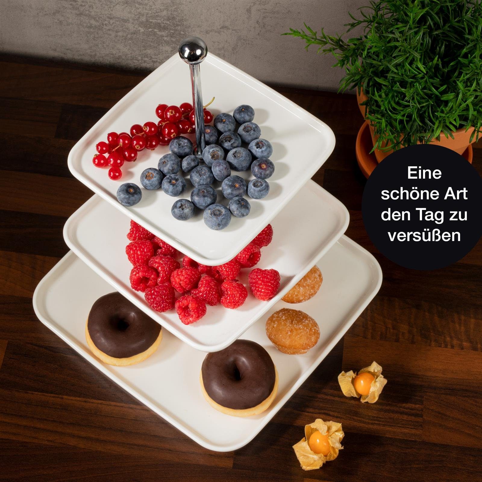 Moritz & Moritz Etagere »Obst Etagere«, Porzellan, (3 Etagen), Perfekt als  Obstschale für Obst Aufbewahrung, Muffins und Cupcakes