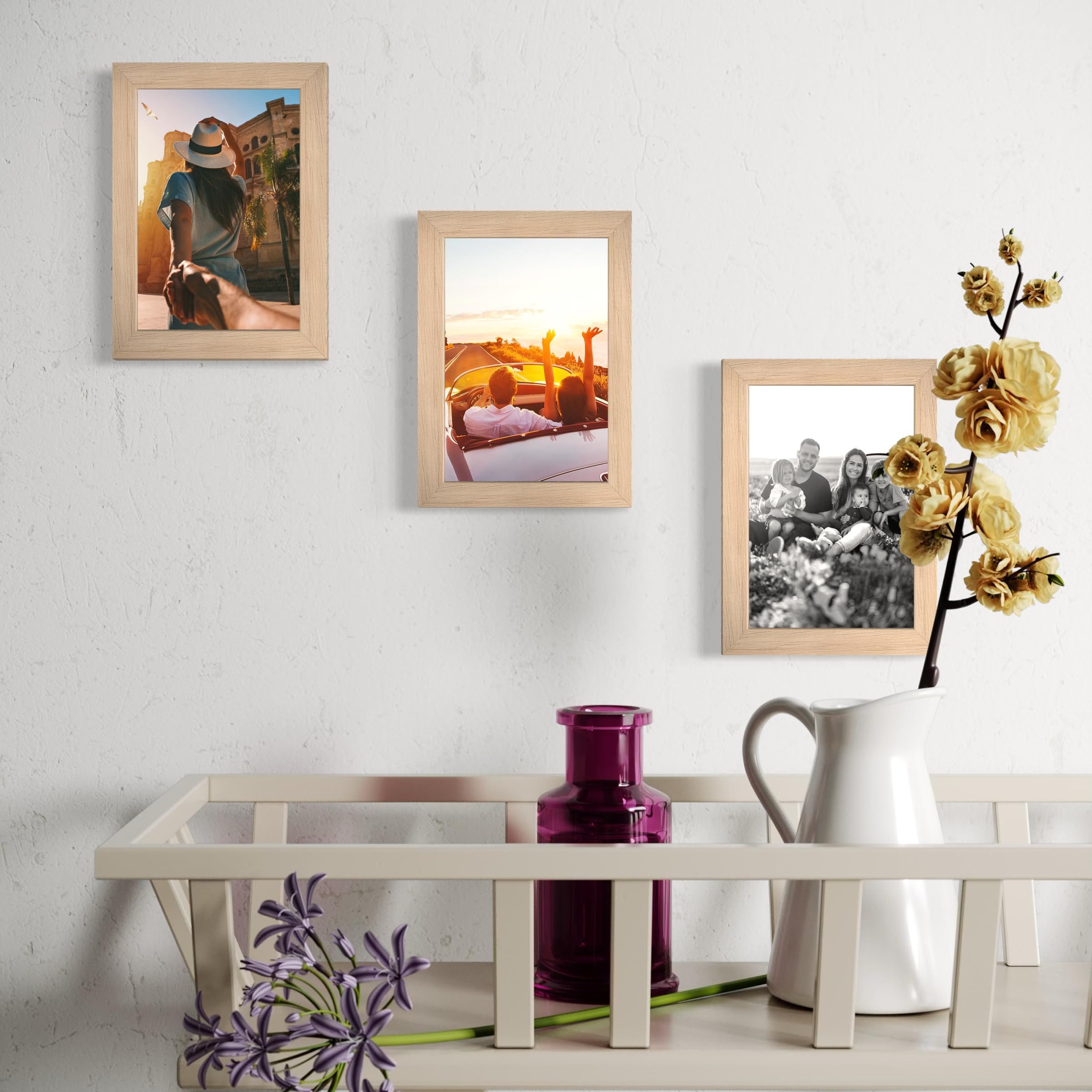 CABBEL Bilderrahmen MDF Holzrahmen Fotorahmen modern Collagen Foto Poster Galerie Wanddeko, für 1 Bilder (1 St), 18x24 cm Natur Wohnzimmer elegant Schmal Fotoga – Bild 4 von 5