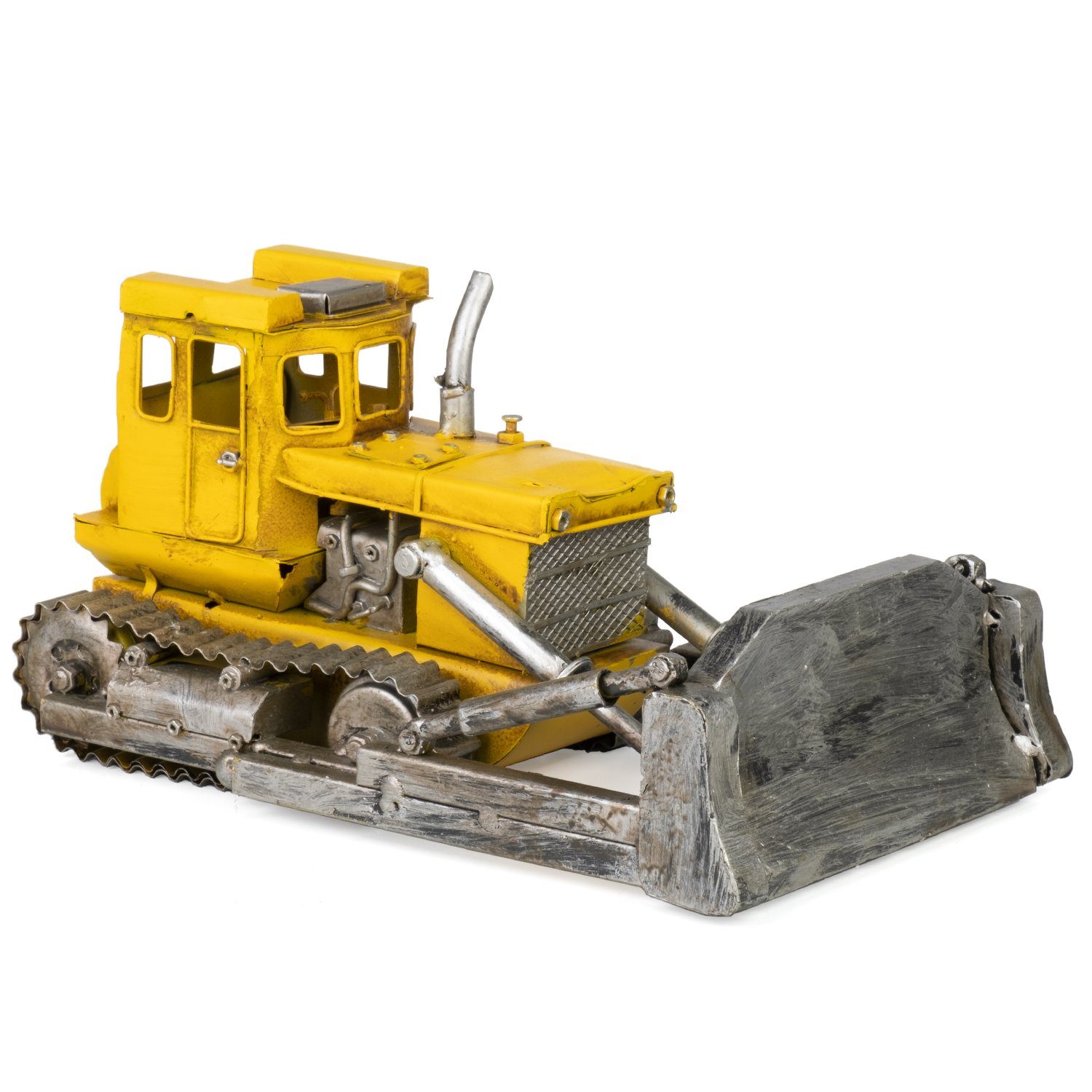 Blechmodell Nostalgie Nachbildung Moritz Retro gelb, Antik-Stil Modell Miniatur Baufahrzeug Dekoobjekt Bulldozer Blech-Deko