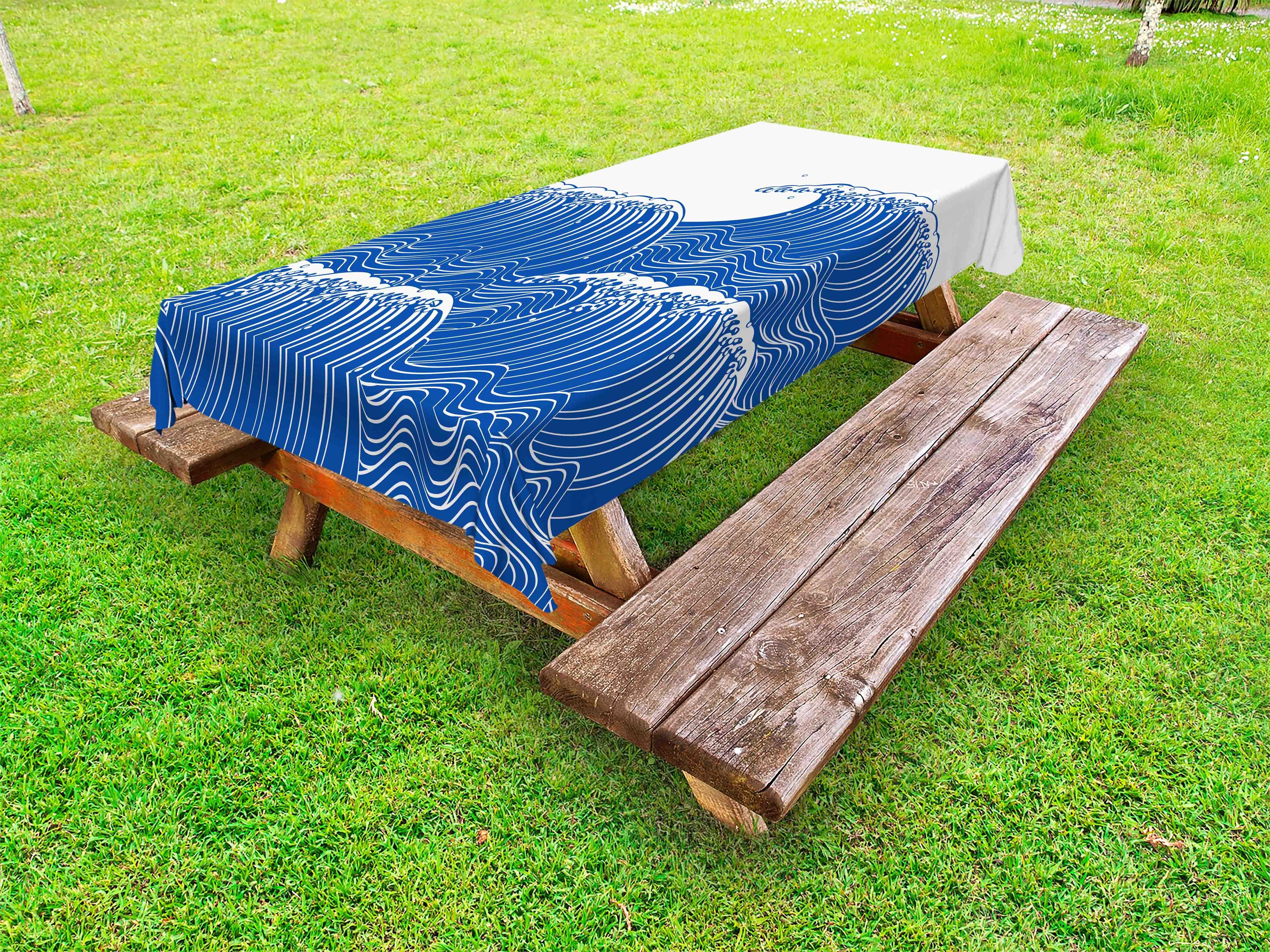 japanische im Wave-Spritzer Tischdecke Wasser Abakuhaus Welle dekorative waschbare Picknick-Tischdecke,