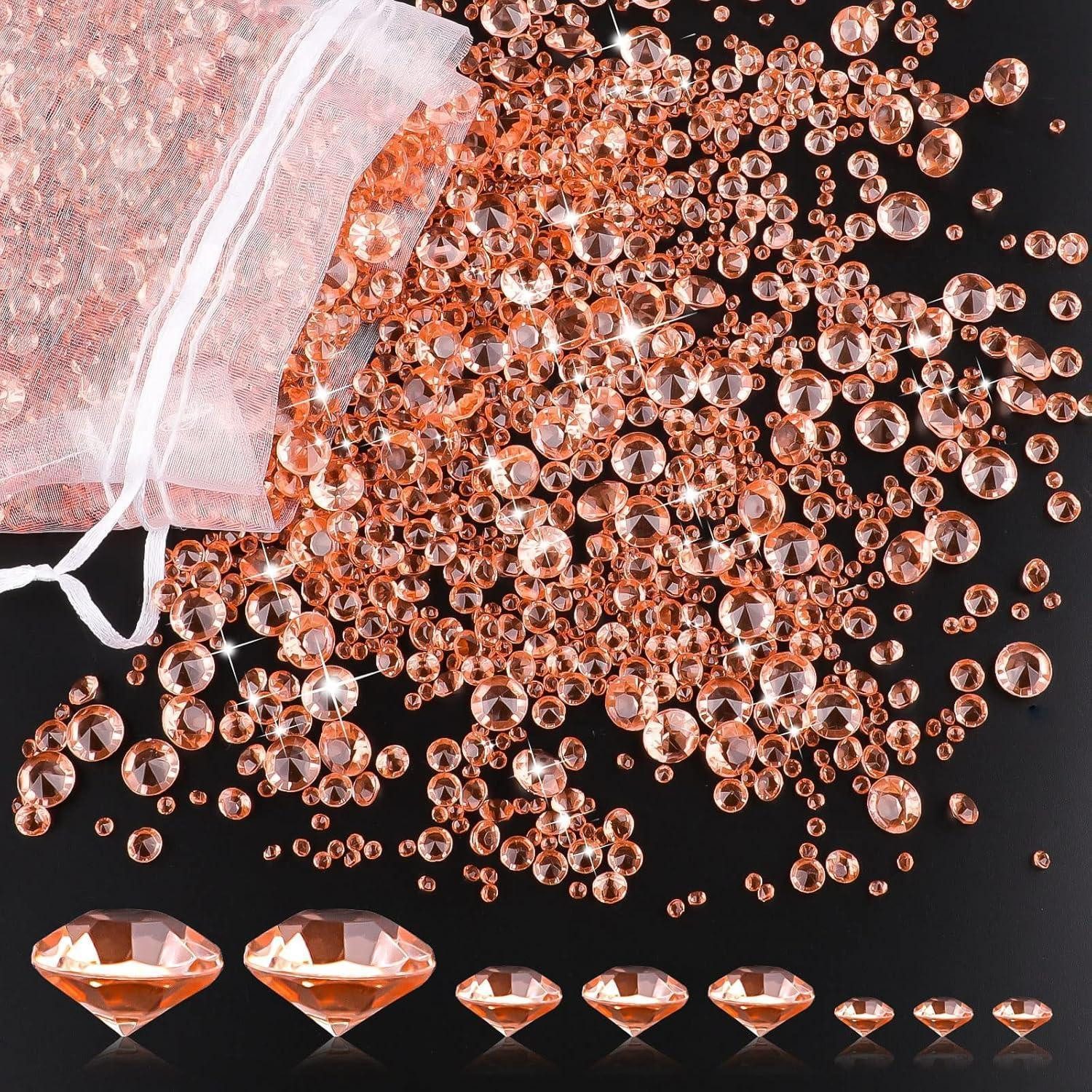 LuxusKollektion Dekokies Streudeko Acryl Diamanten 4000 3mm 6mm 10mm Hochzeit Roségold, (4000 St)