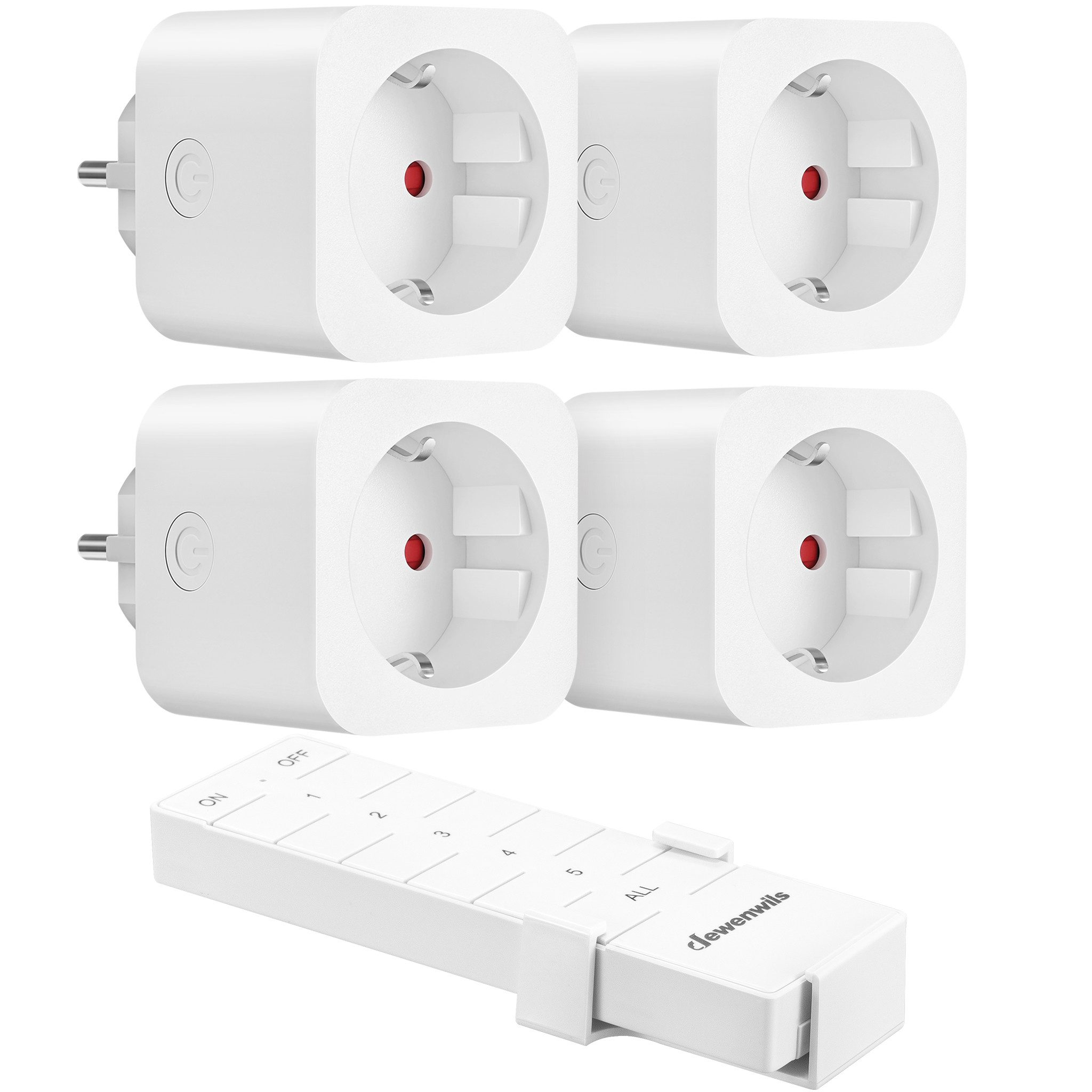 DEWENWILS Funksteckdose mit Fernbedienung, max. 3680 W, 4-St., Erweiterbarer Lichtschalter für Feiertagsdeko, 30M Reichweite
