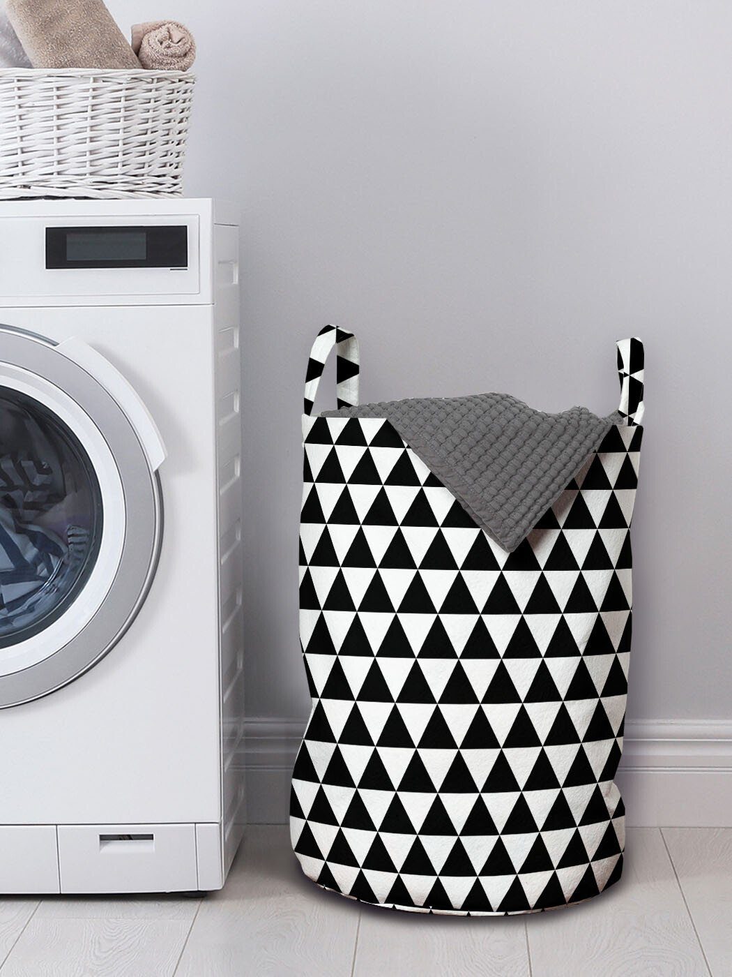 Abakuhaus Wäschesäckchen Waschsalons, Dreieck-Muster Modern für Kordelzugverschluss Griffen mit Wäschekorb