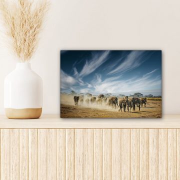 OneMillionCanvasses® Leinwandbild Elefanten - Tiere - Landschaft - Natur, (1 St), Wandbild Leinwandbilder, Aufhängefertig, Wanddeko, 30x20 cm