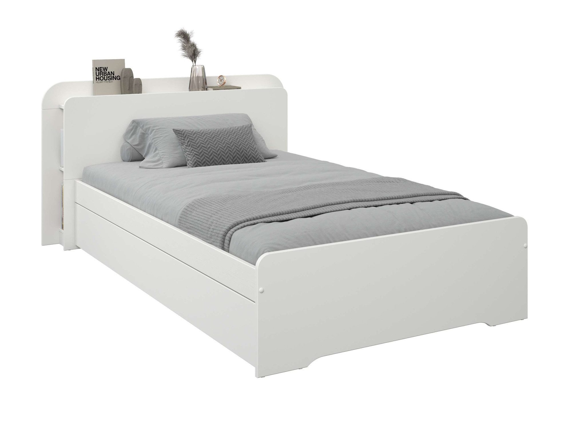 OTTO home Bett Ismund, Stauraum im Kofteil, Stauraumbett, inklusive Lattenrost, teilmassiv, Bettkasten optional