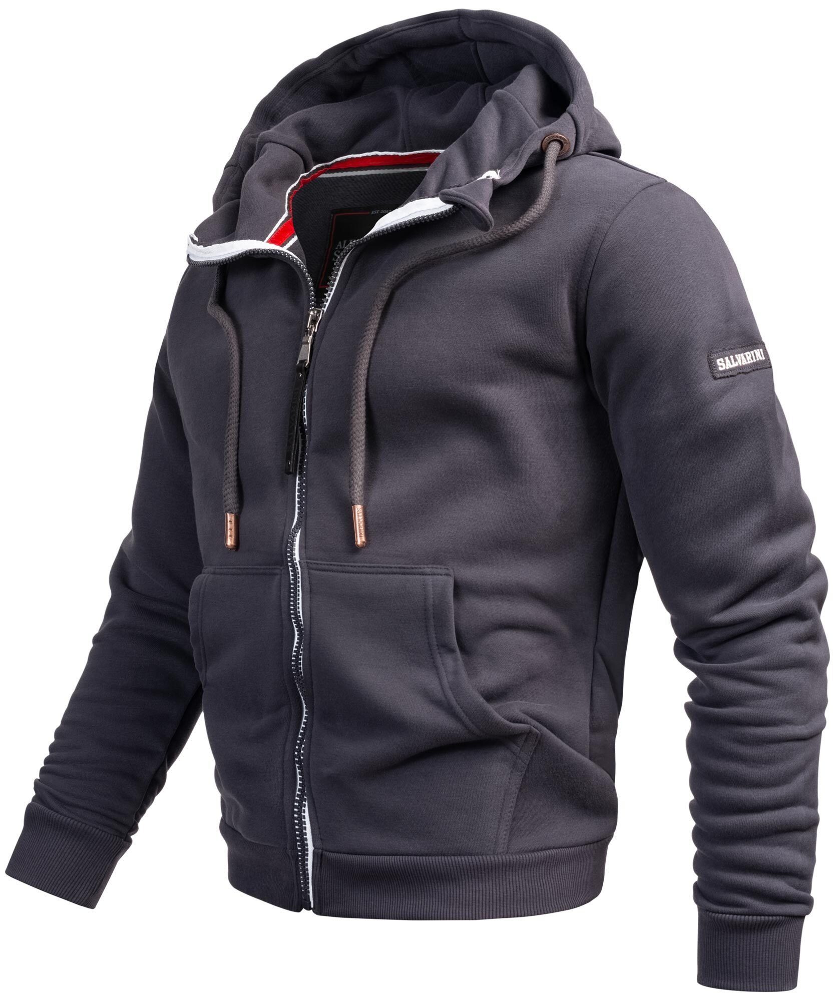 aus ASBergamo warmem Material Salvarini Alessandro hochwertigem, Sweatjacke Anthrazit